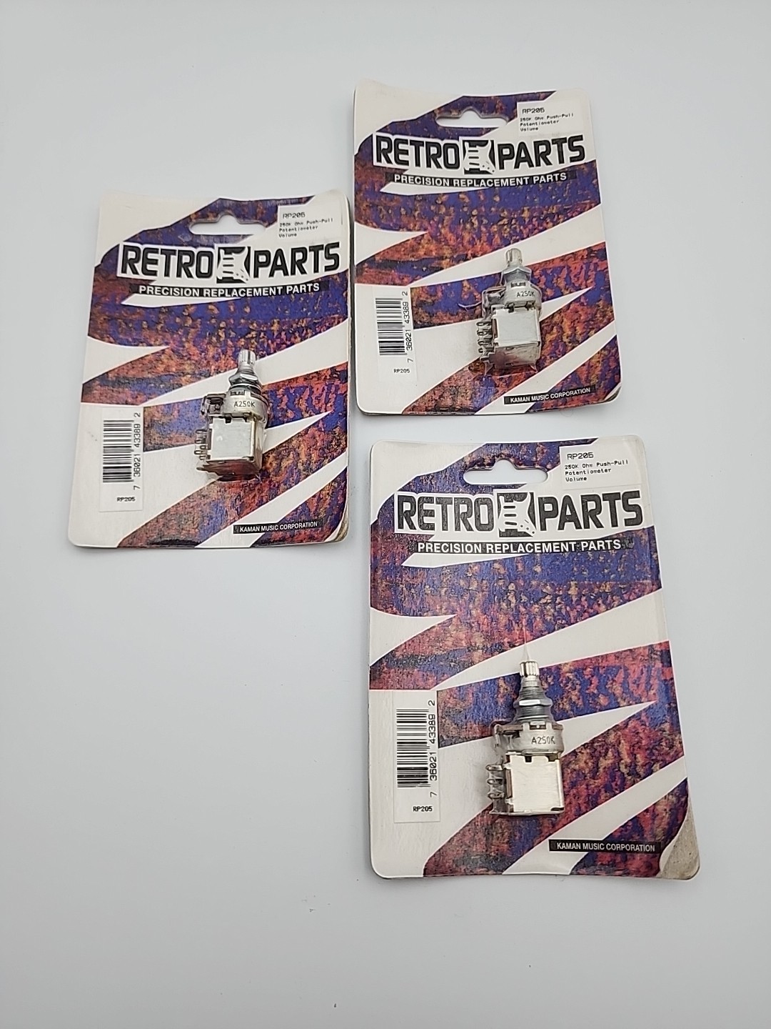 NOS Retro Parts RP205 – 250K Push Pull Potentiometer Electric Guitar LOT of 3