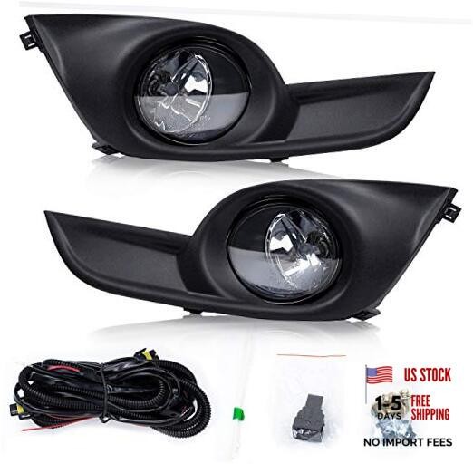 Fog Lights for 2013 2014 2015 Altima Chrome Black Bezel Clear Lens with Wiring
