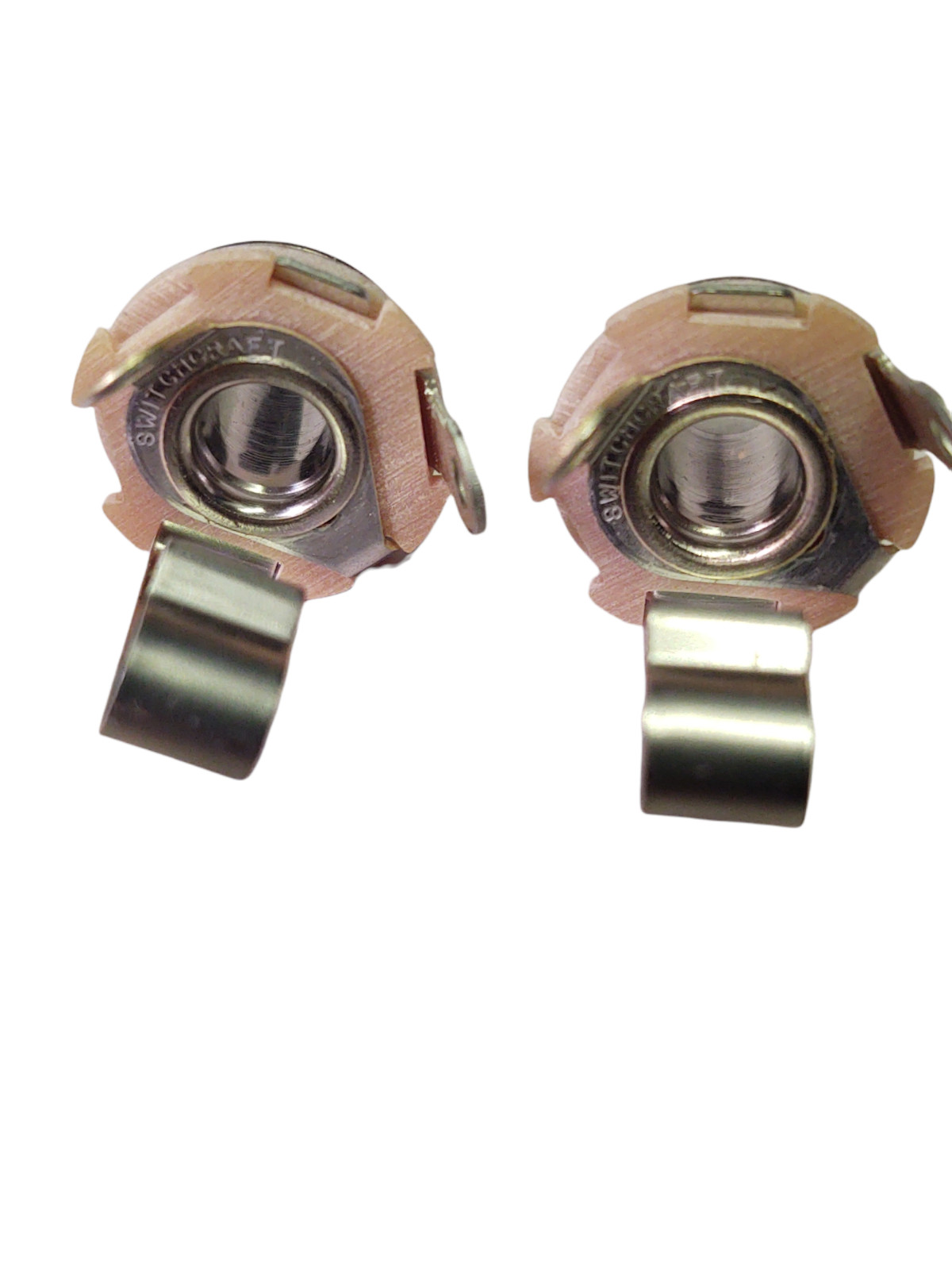 Pair of Switchcraft #11 1/4 in Mono Input Output Jacks w Mounting Hardware