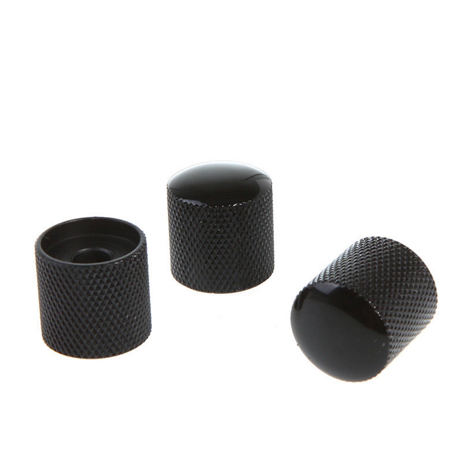 3pcs Black Metal Electric Bass Guitar Volume Tone Control Knobs Dome Knobs