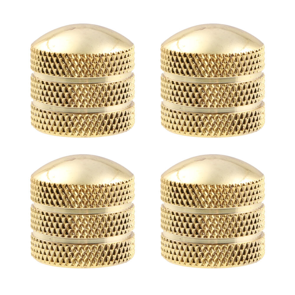 4pcs Gold Metal Guitar Bass Volume Tone Control Knob Double Groove Dome 6mm