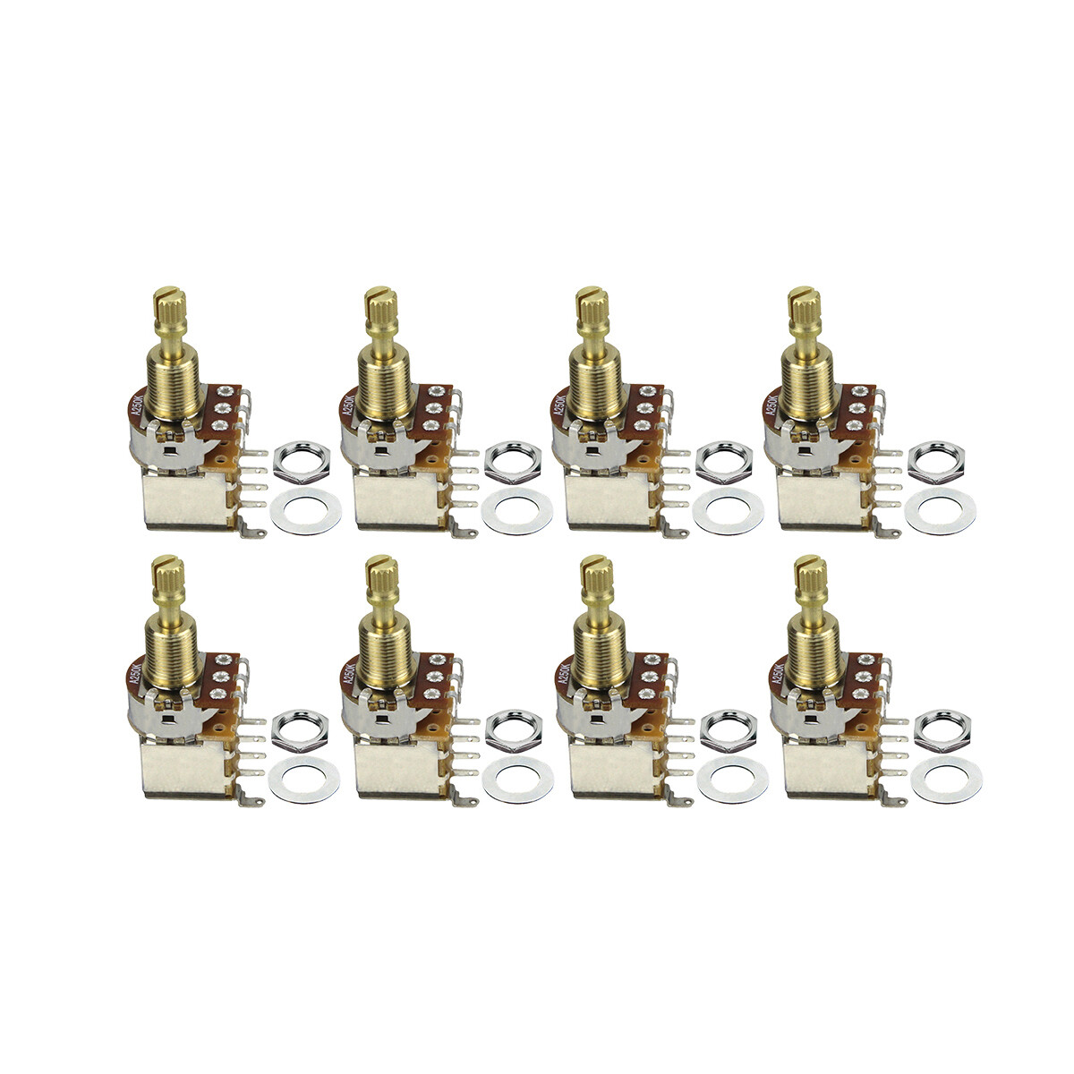 FLEOR 8PCS A/B 250/500K Copper Long Shaft Guitar Push Push Potentiometer Pots