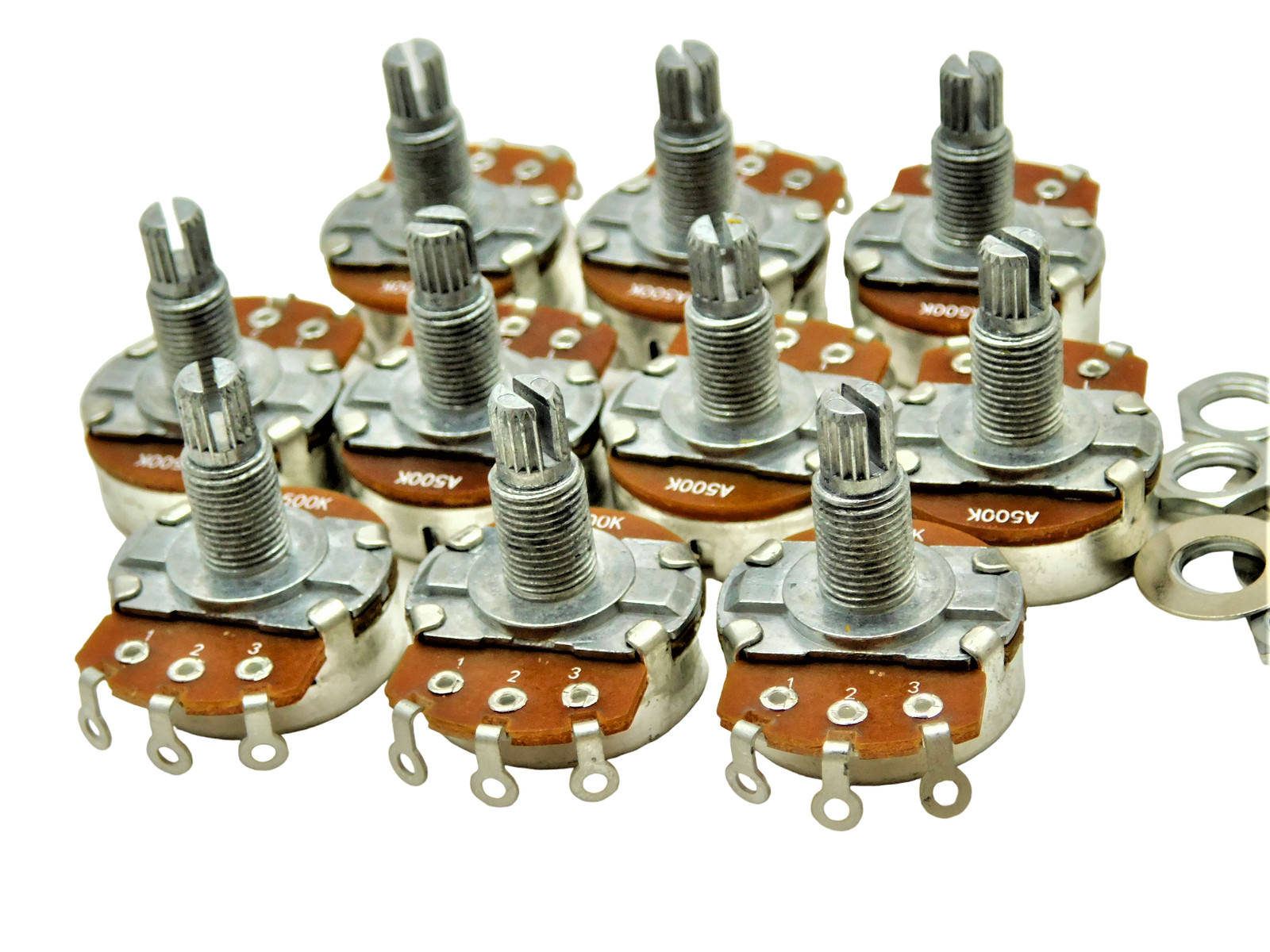 10 Pc. A500K Full Size 18MM Guitar Bass Tone Control Pot Potentiometer