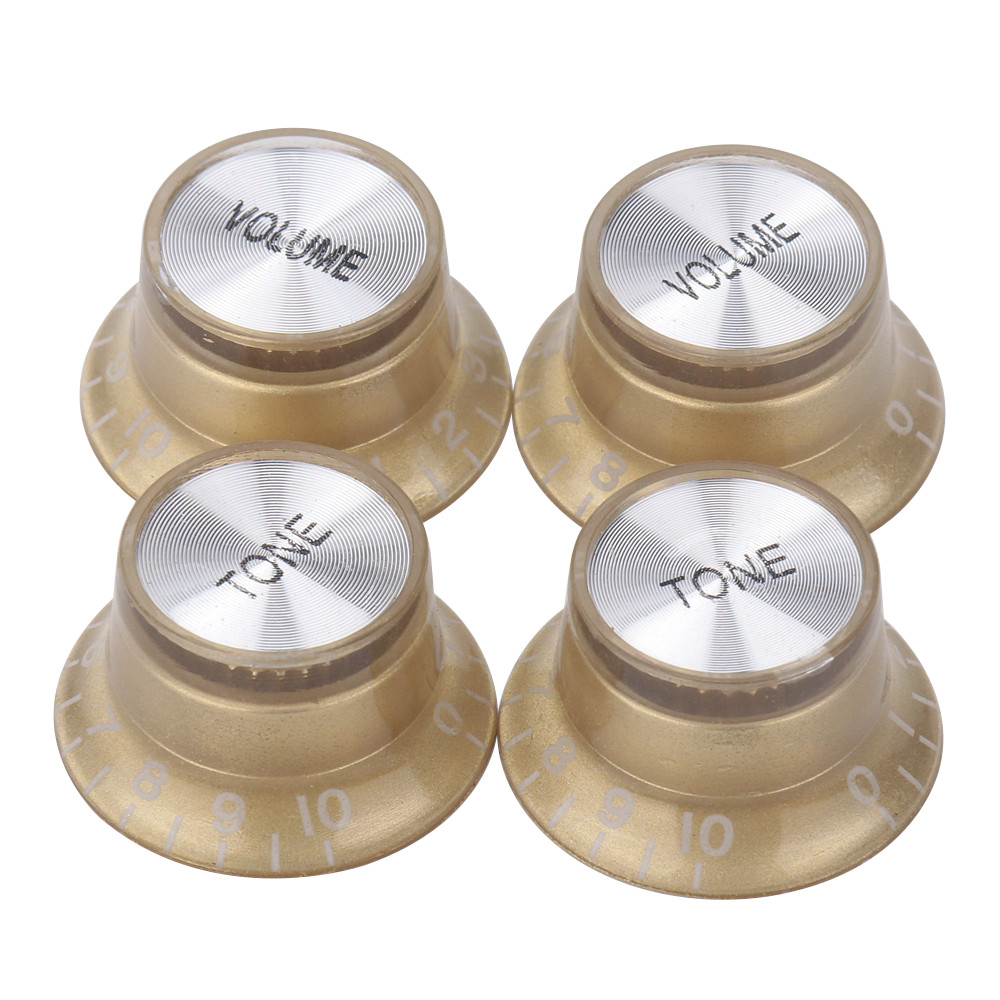 2T2V Gold Bass Guitar Knobs Cap Volume Tone Control Knobs Plate Pearlescent