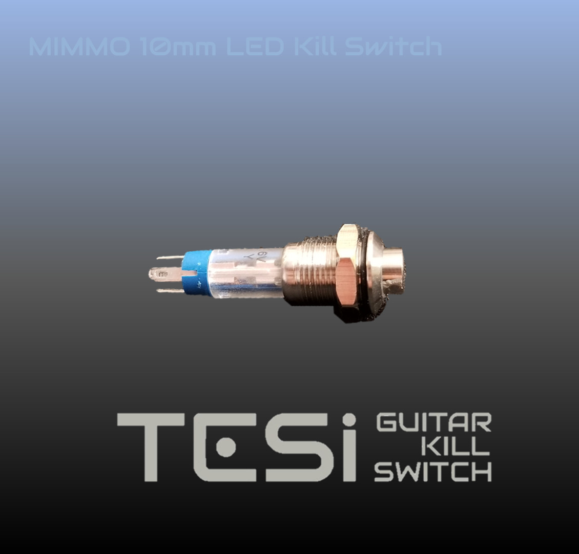 Tesi MIMMO 10MM LED Momentary Push Button Guitar Kill Switch Stnls Stl/Yellow