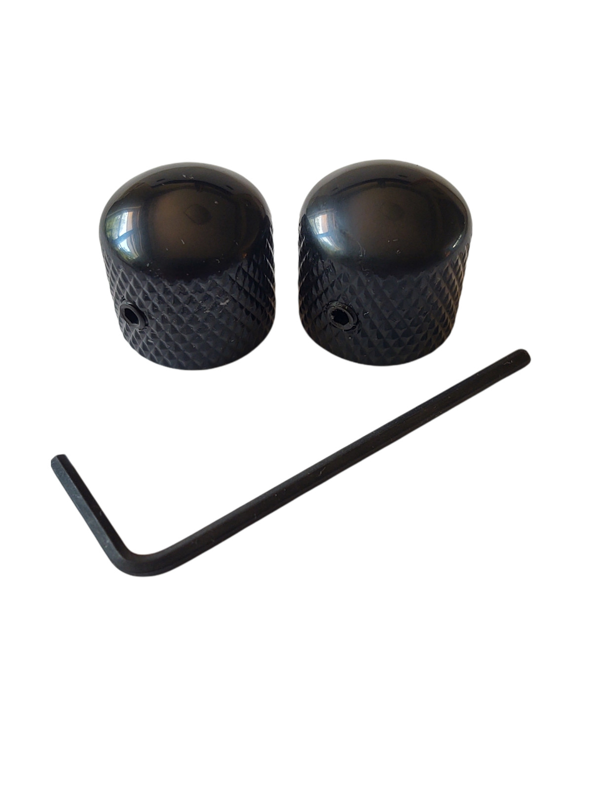 Set of 2 Tele / P Bass Knobs Dome Hex Screw w/ Wrench US 1/4 inch Black