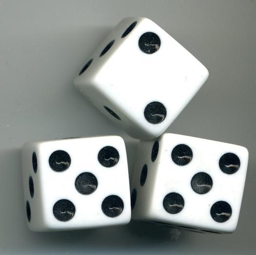 Dice Control Knobs WHITE Brian Setzer Gretsch Electric Guitar Volume + FREE 3Pak