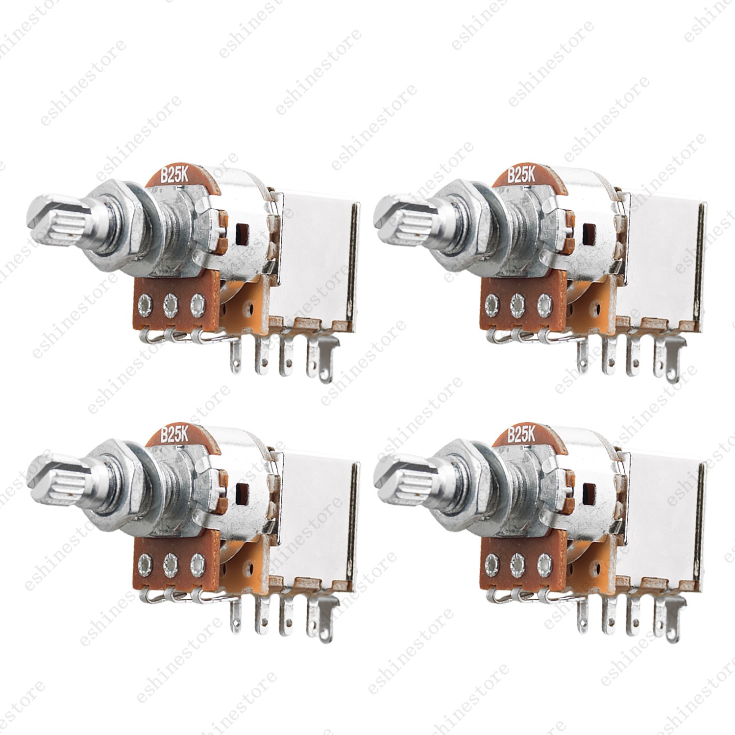 4 Pcs Guitar Push-Pull Pot 18-Split Long Shaft switch, A/B/25K/50K Tone Volume
