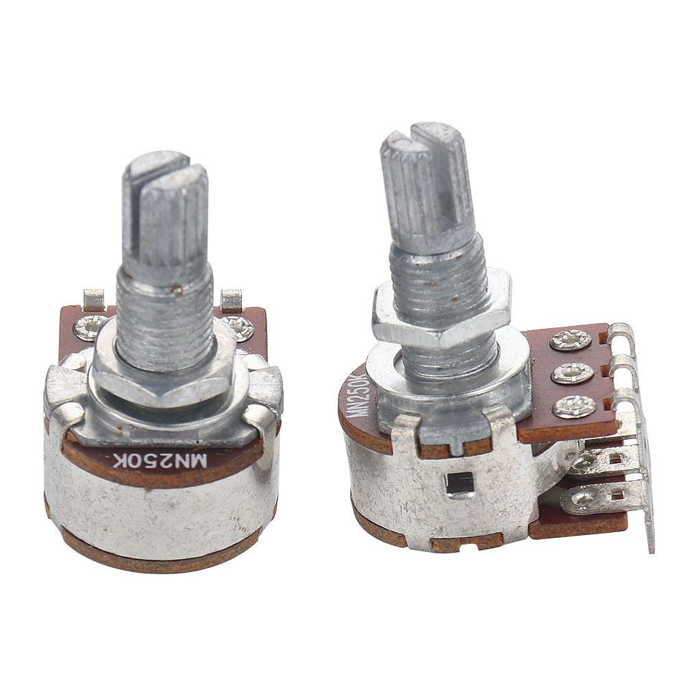 5pcs MN250K Dual Deck Long Split Shaft Knurled Guitar Volume Tone Control Pots