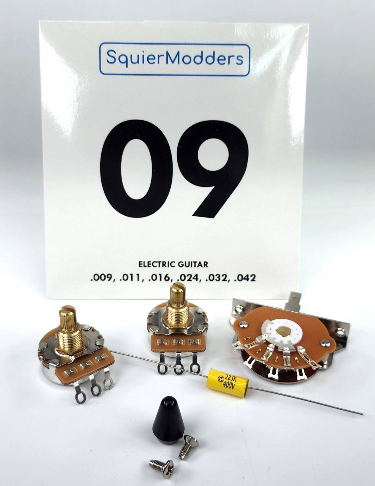 Kit For Fender or Squier Telecaster: Strings, Switch, Pots, Cap & Output Jack