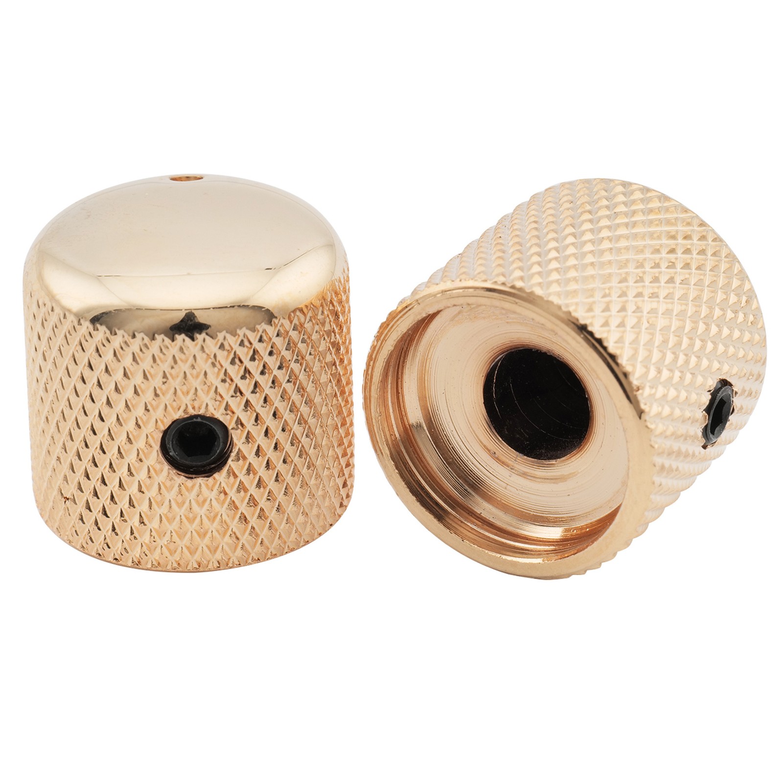 Musiclily Pro 2Pcs Gold 1/4″ Steel Knurled Dome Universal Guitar Control Knobs