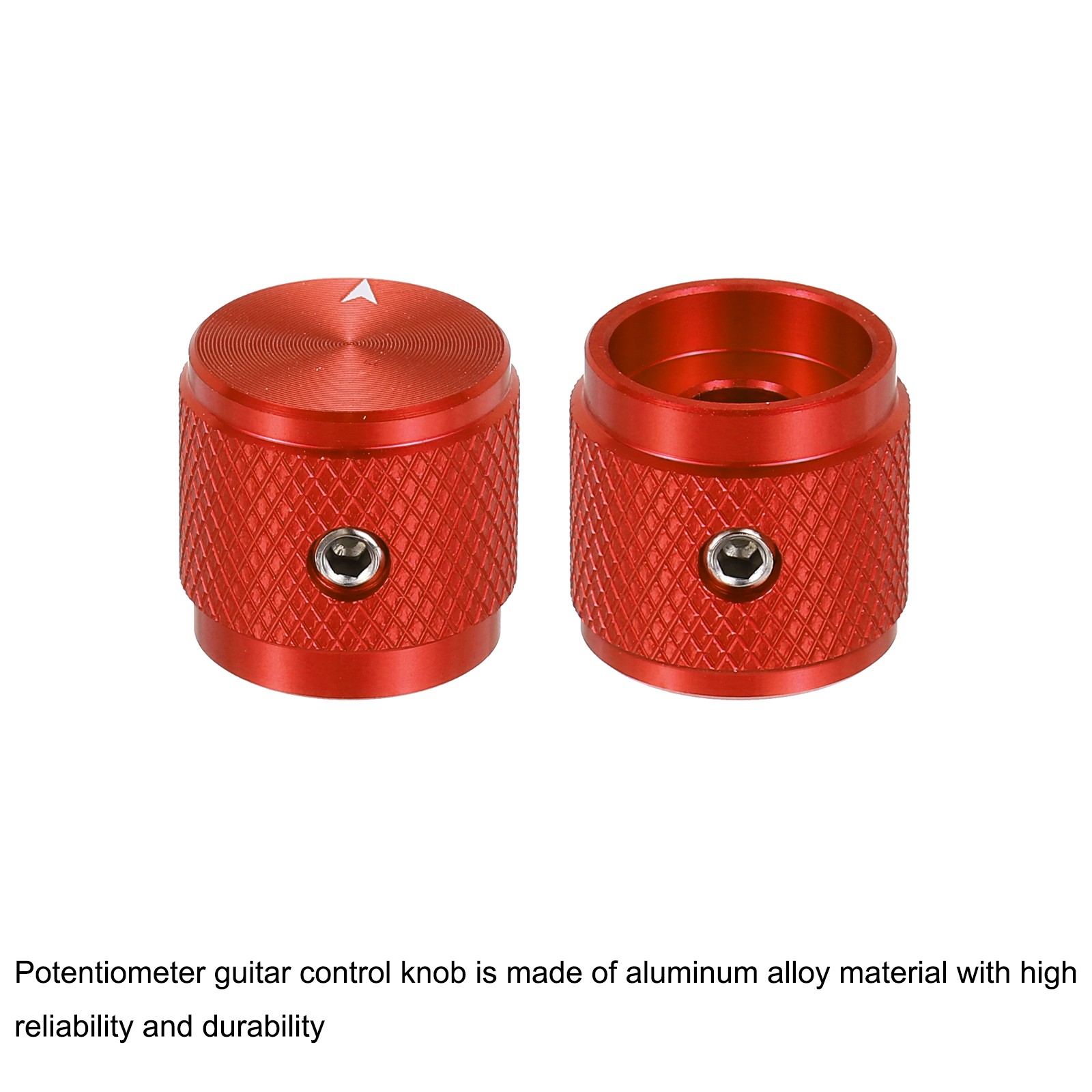 6 Pcs Aluminium Knobs, 1/4″ (6mm) with Arrow Indicator, 5/8″ Red