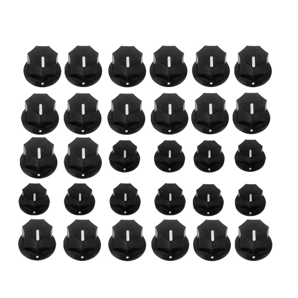 10 Sets JB Bass Guitar Knobs Tone Volume Control Knobs 7-Side Style Knobs Black