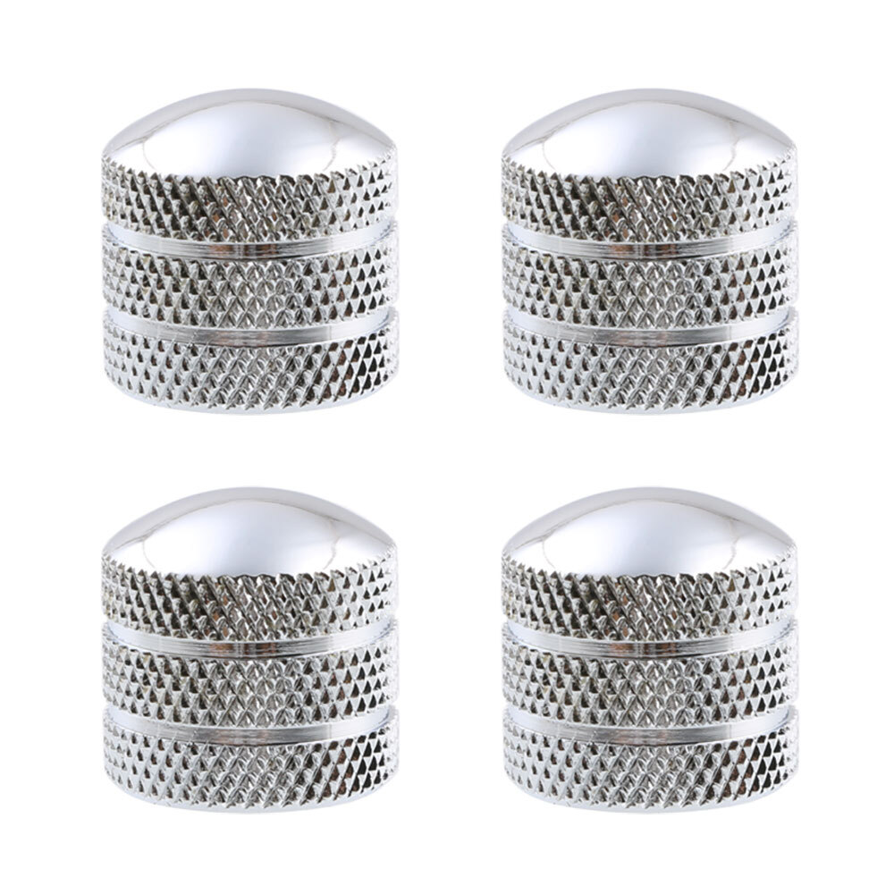 10pcs Metal Guitar Bass Volume Tone Control Knob Double Groove Dome 6mm Chrome