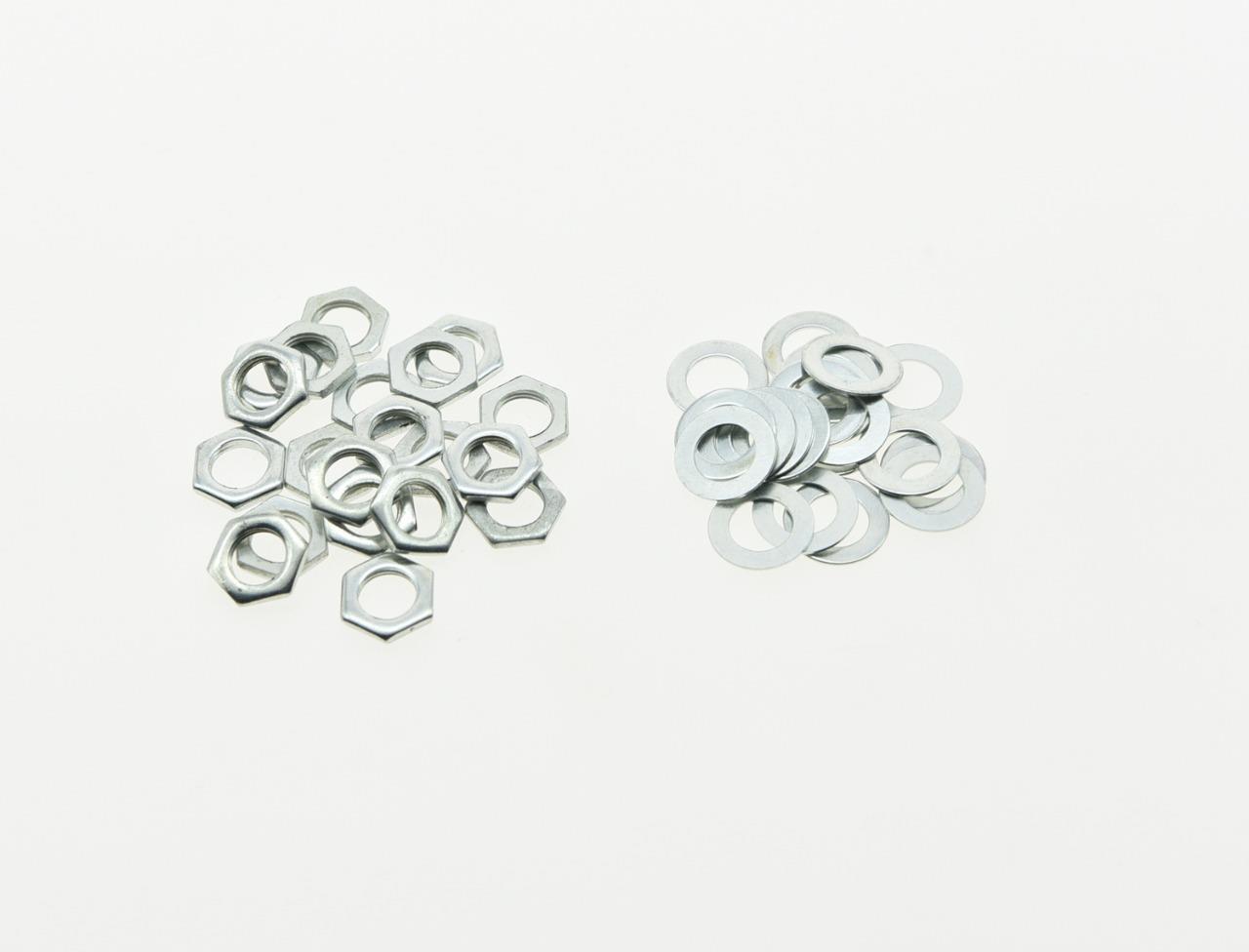 Pack of 20 Zinc Metric M8 Guitar Pots Nut and Washer for 24mm Large Metric Pots