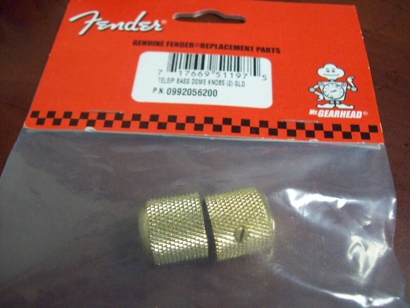 NEW – Genuine Fender Dome Knobs (2) For Tele & P. Bass – GOLD, 099-2056-200
