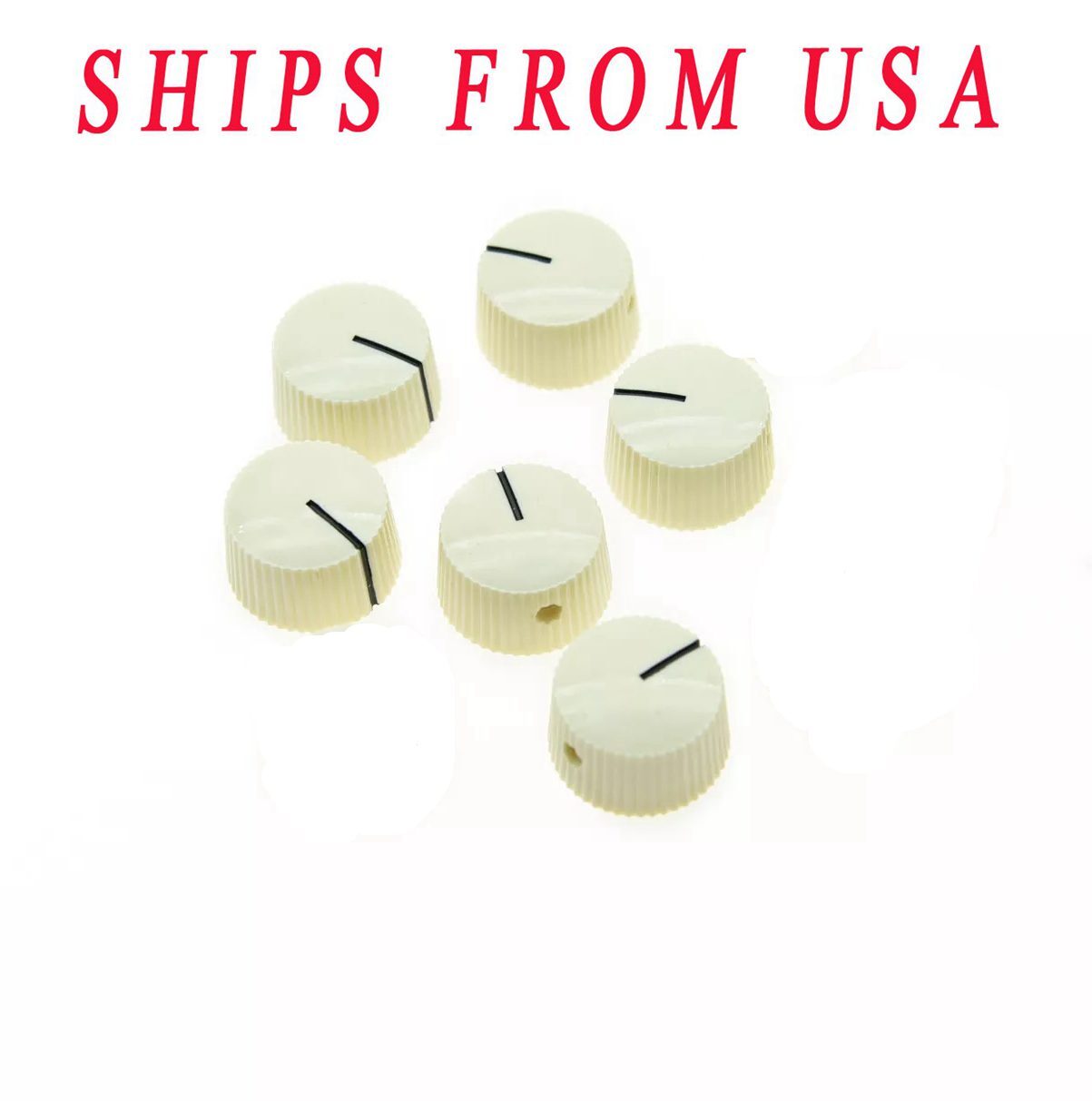 6x Vintage Barrel Guitar AMP Knob Round Amplifier Knob w/ Set Screw Aged White