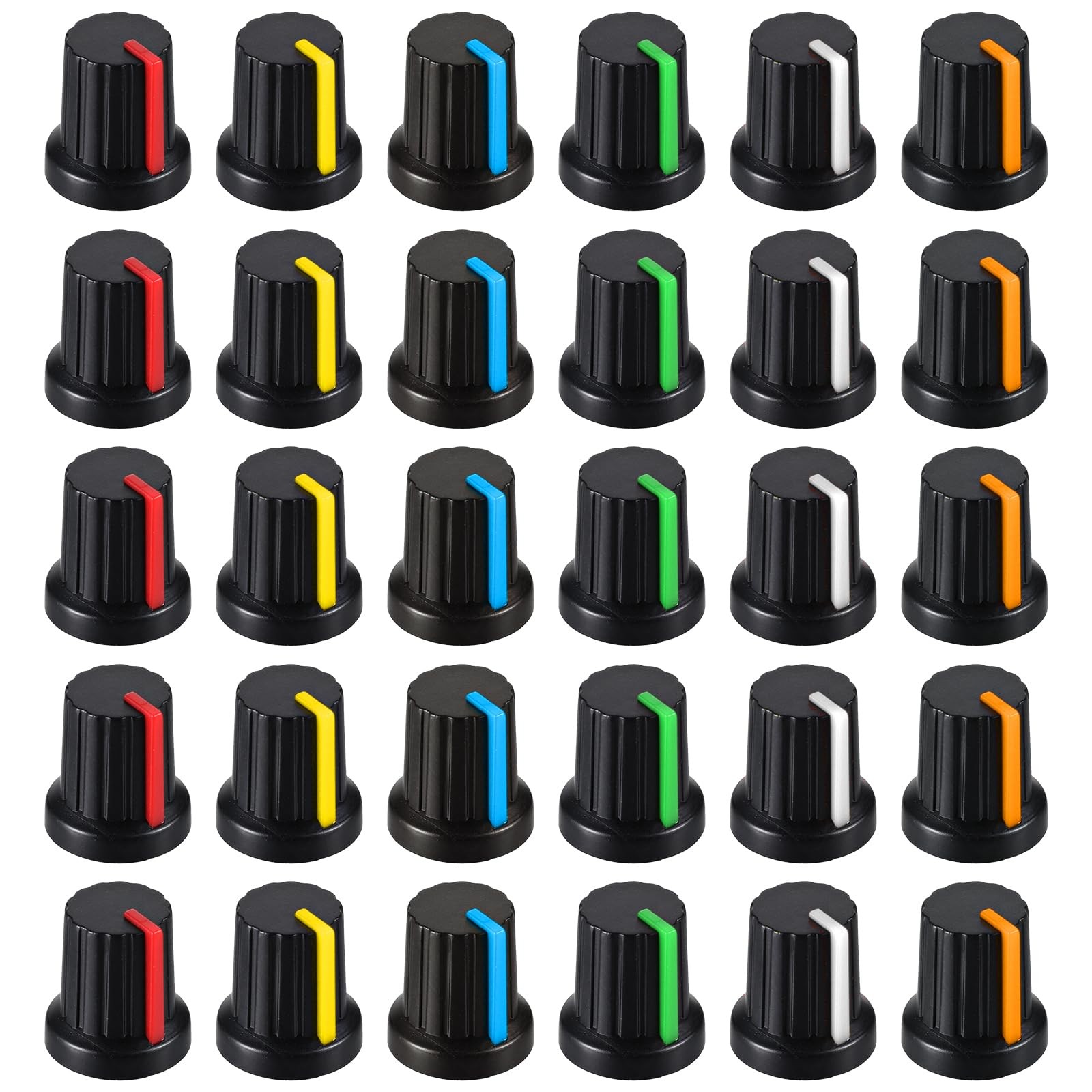 30 Pcs 6mm Knurled Shaft Potentiometer Knob, 6 Colors Potentiometer Control K…