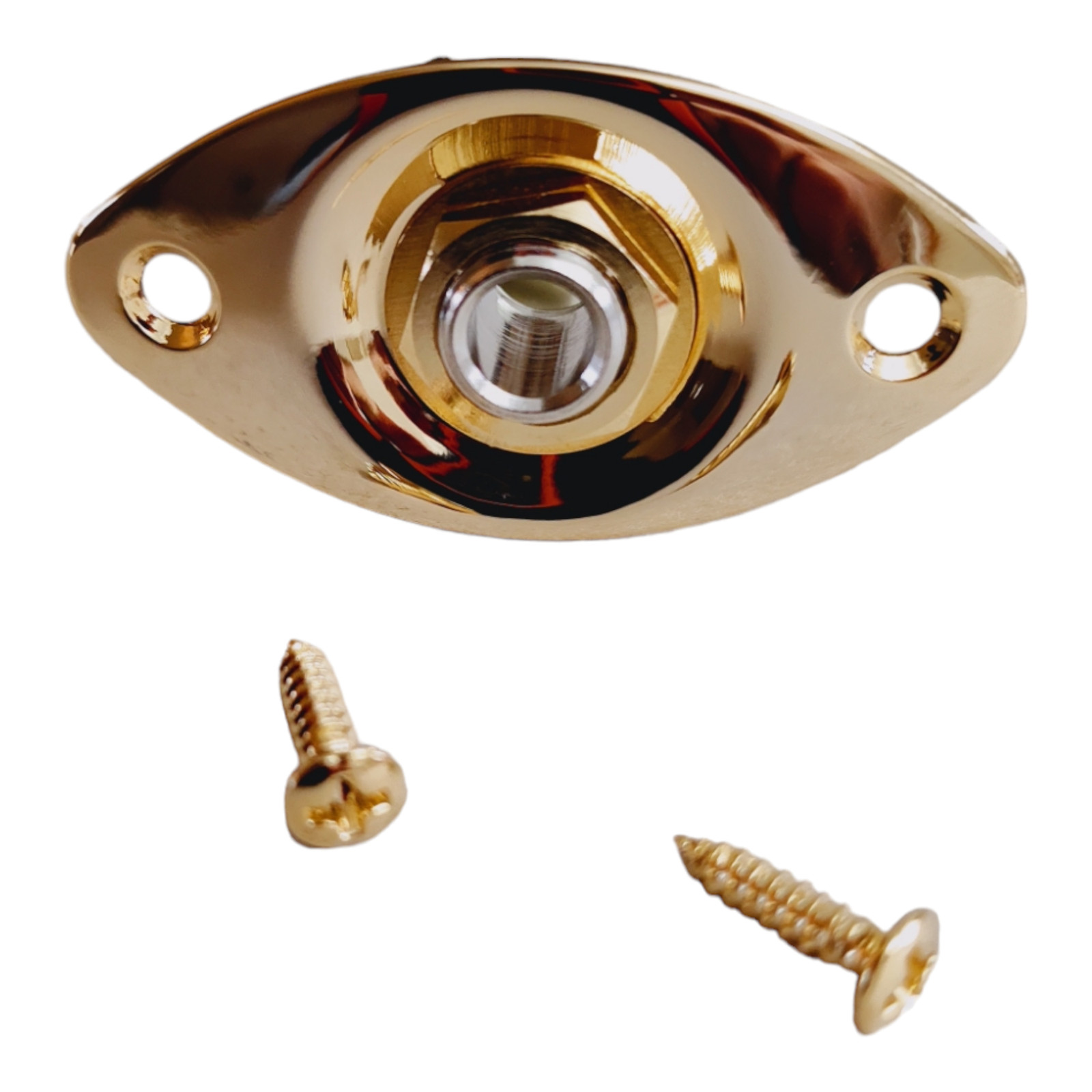 Gold Indented Football Jack Plate with Switchcraft #11 Jack with Hardware and