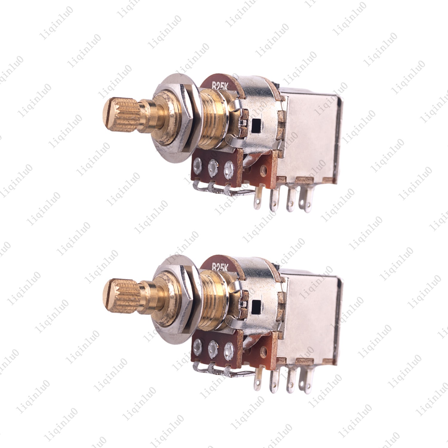 2x Full Brass Long Shaft 18-Split Push-Push Pot For Guitar A25K/B25KA50K/B50K