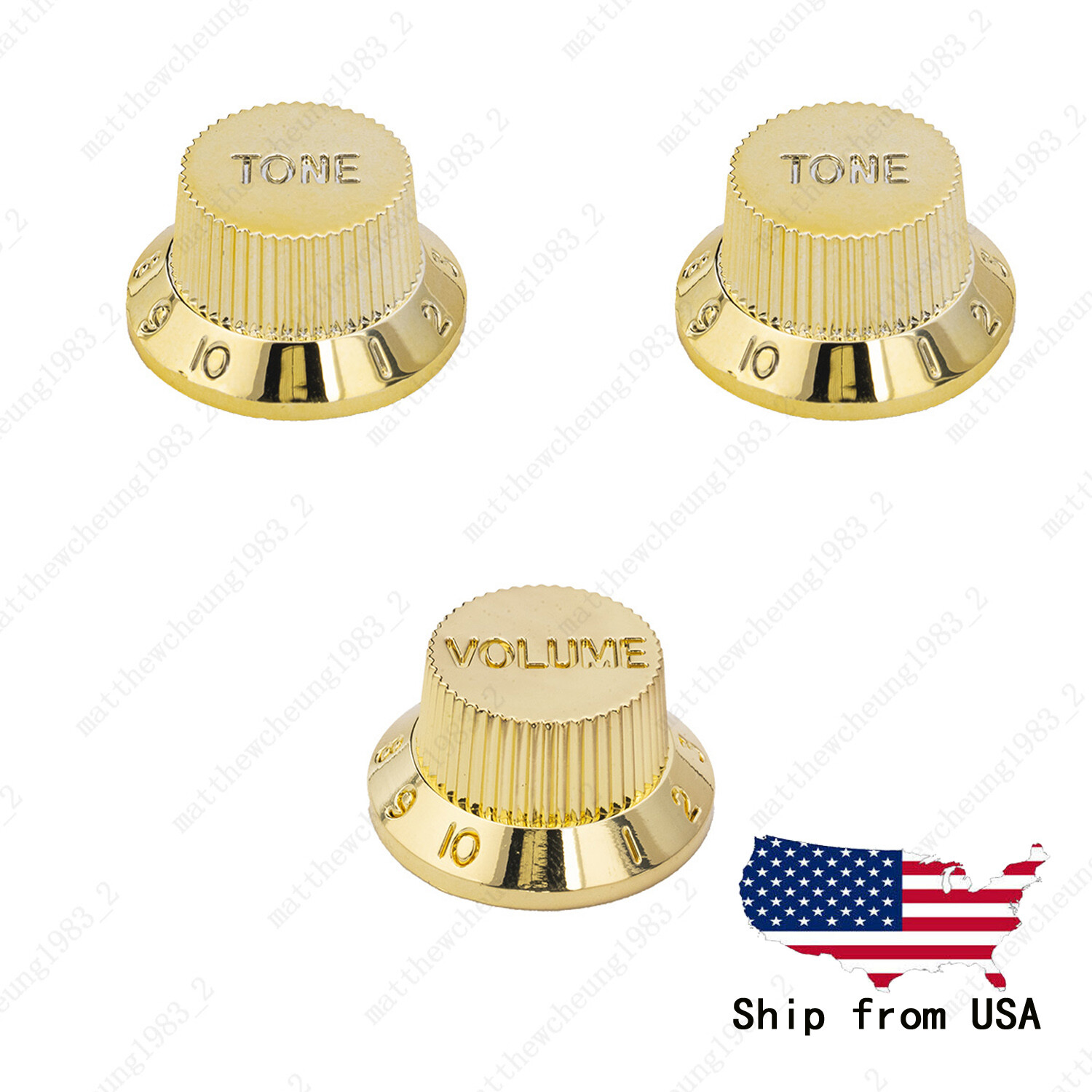 Chrome Gold Strat Style Electric Guitar Knobs Volume Tone Knobs for Stratocaster