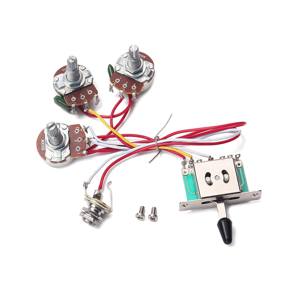 Electric Guitar Wiring Harness Prewired Kit Shaft Big Pots 5 Way Switch Volume