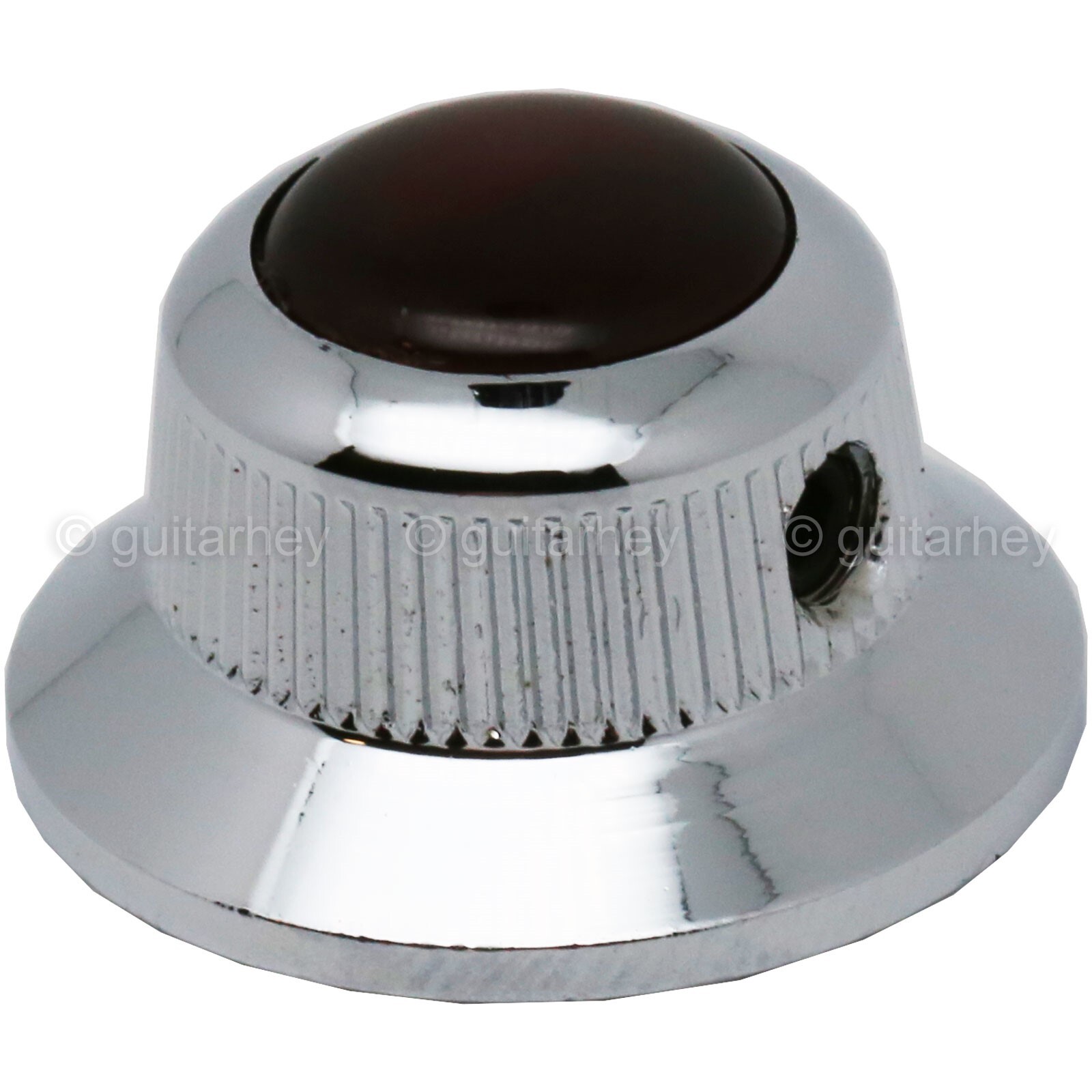 NEW (1) Q-Parts UFO Guitar Knob KCU-0761 Acrylic Brown Pearl on Top – CHROME