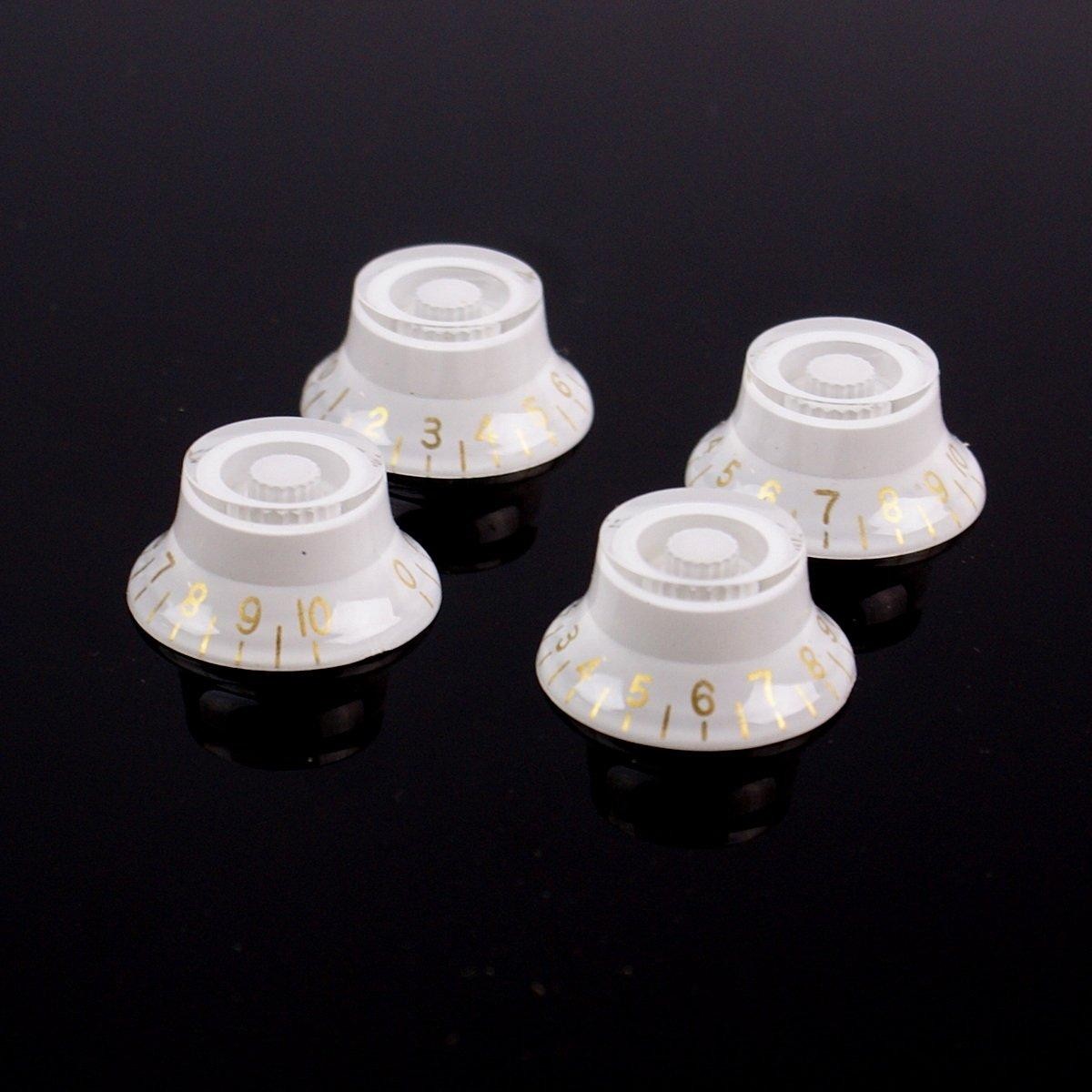 4x Universal LP top hat bell Style Guitar Speed Knobs,White/gold type