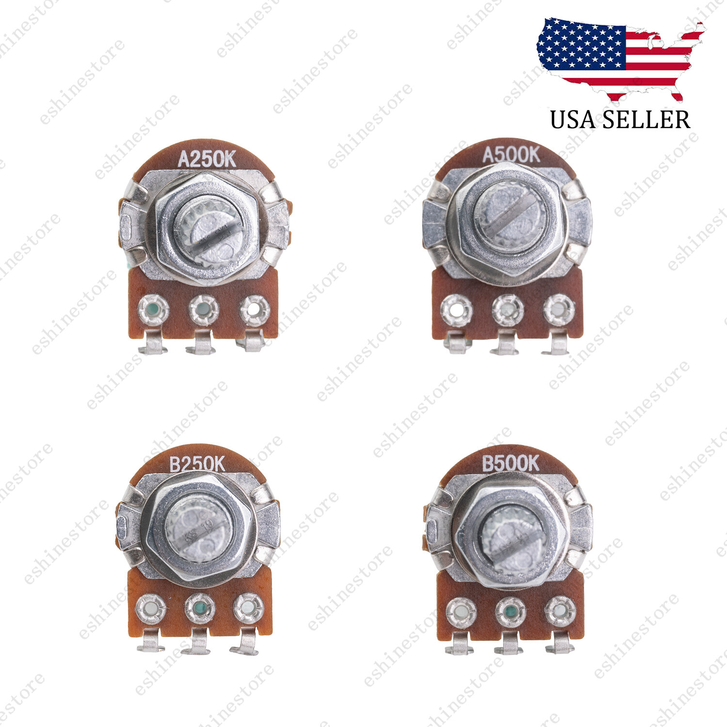 1x Guitar Potentiometer A/B 250k 500k Volume Tone Taper Pot For Strat Tele LP SG