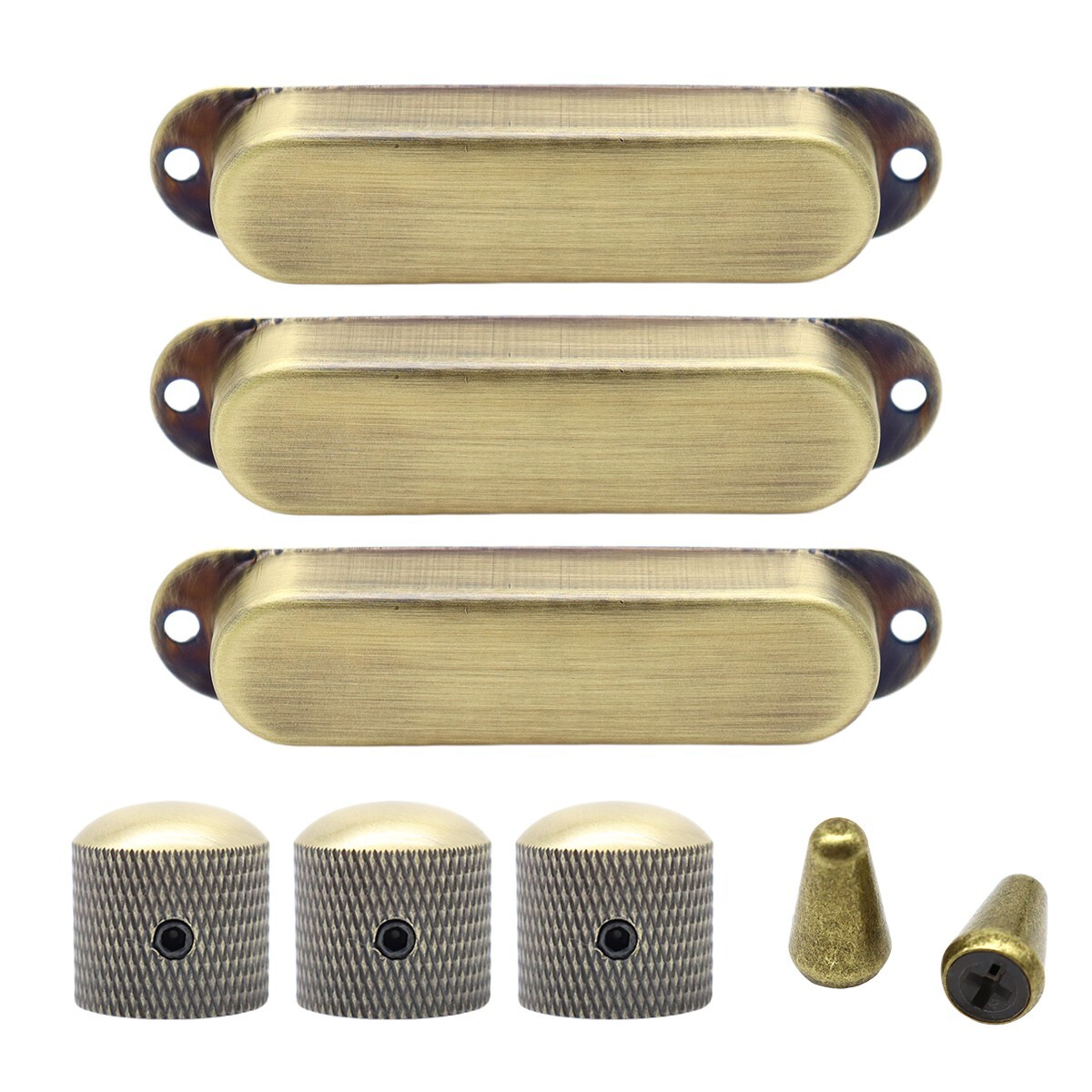 Electric Guitar Pickup Cover Knobs and Switch Tips Bronze Set for FD Start SQ