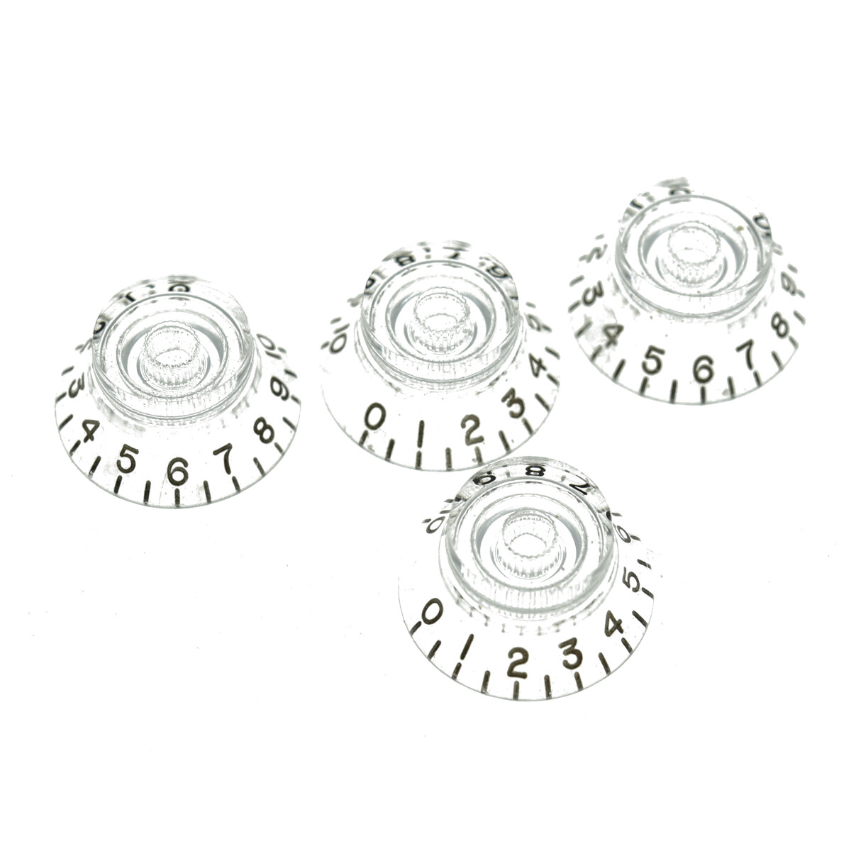 4pcs Guitar Bell Knobs 24 Fine Spline Top Hat Knobs fit Gibson Les Paul Clear