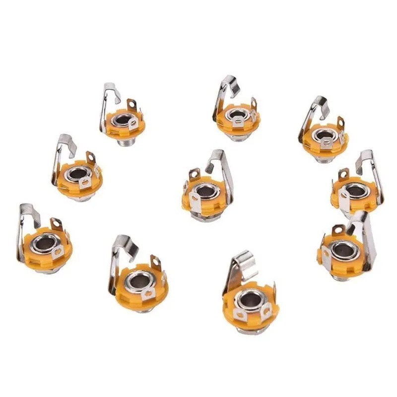 10pc Electric Guitar Input Jack 6.35mm Stereo Active Pickup Output Socket Audio*