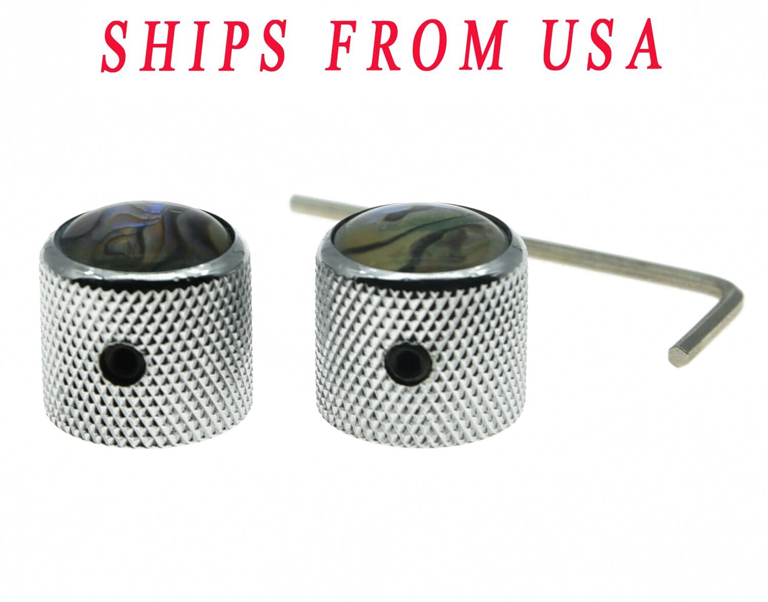 KAISH 2x Abalone Top Chrome Guitar Dome Knobs for Tele Telecaster Bass Knob