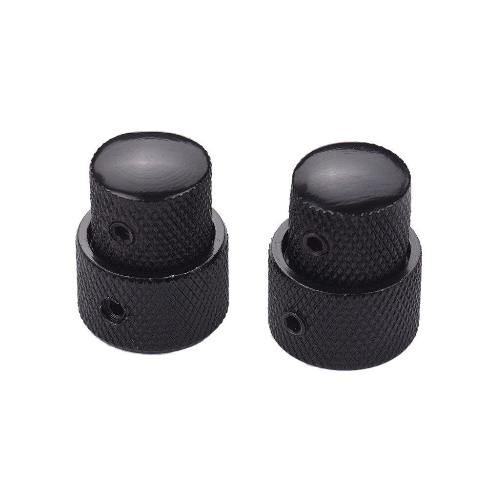 2 Sets Dual Concentric Stacked Control Knobs for Electric Bass Guitar Black K2T4
