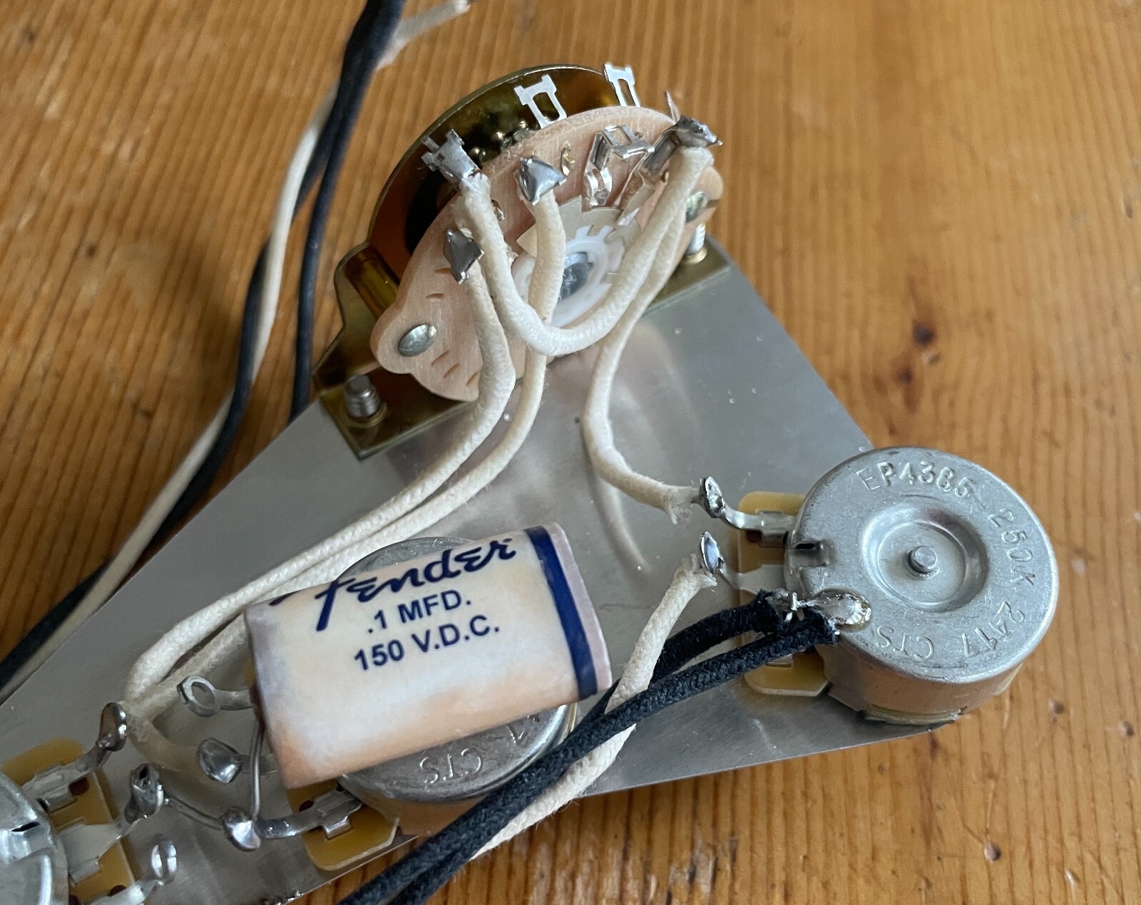 1959 Fender Stratocaster Wiring Harness 250k CTS .1mf White Phone Book Wax 3 Way