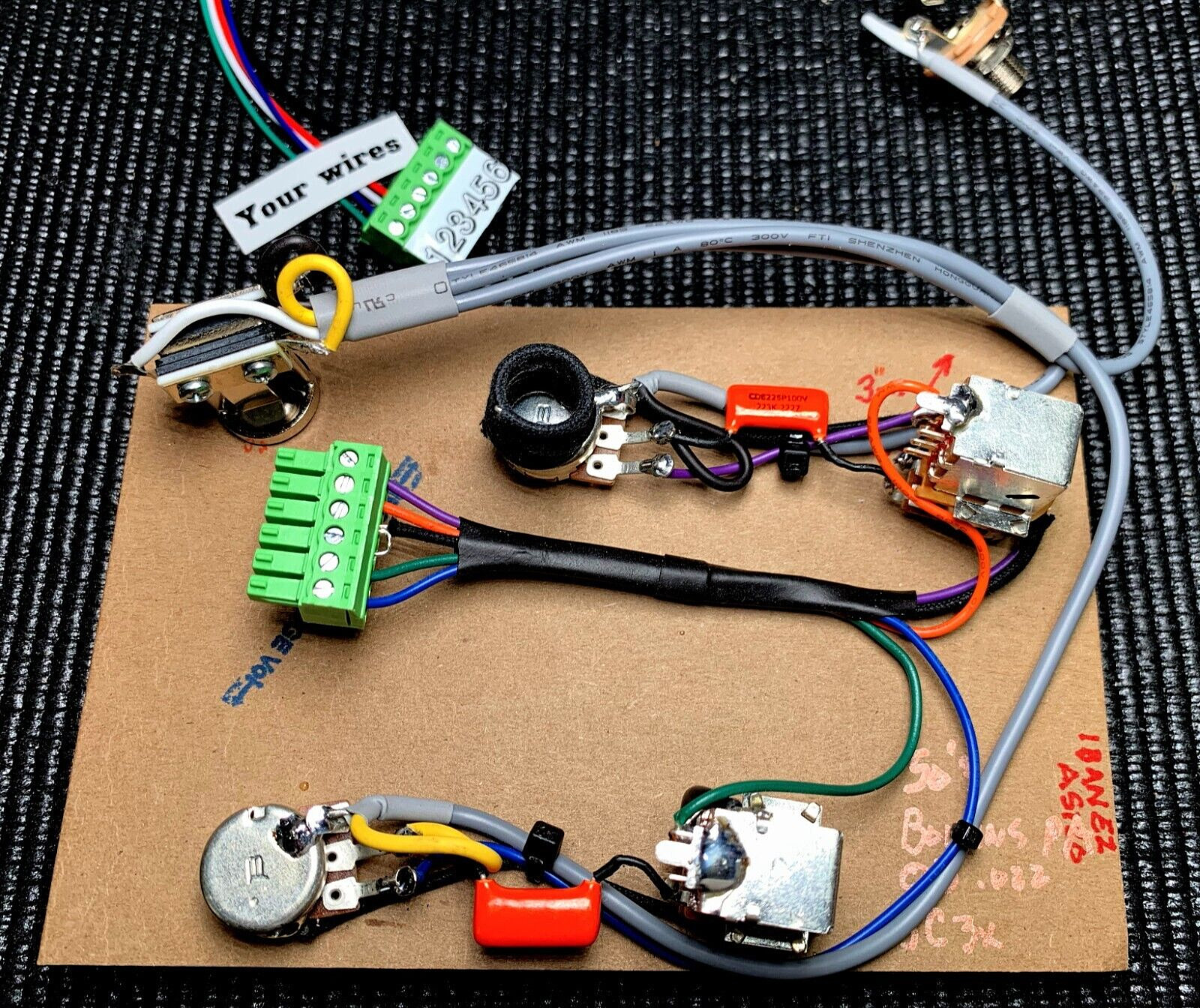 Firefly FF-338 Solderless Wiring Upgrade – Coil Split/Upgraded Pots, 3 way, Jack