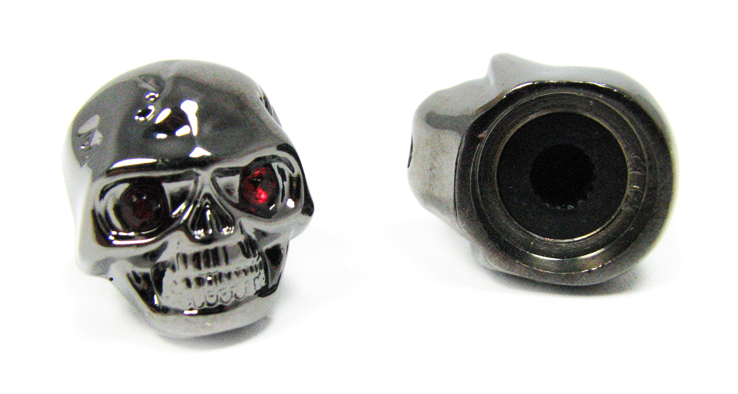 2-pack Dark Chrome Skull Knobs for Guitar/Cigar Box Guitar & more!