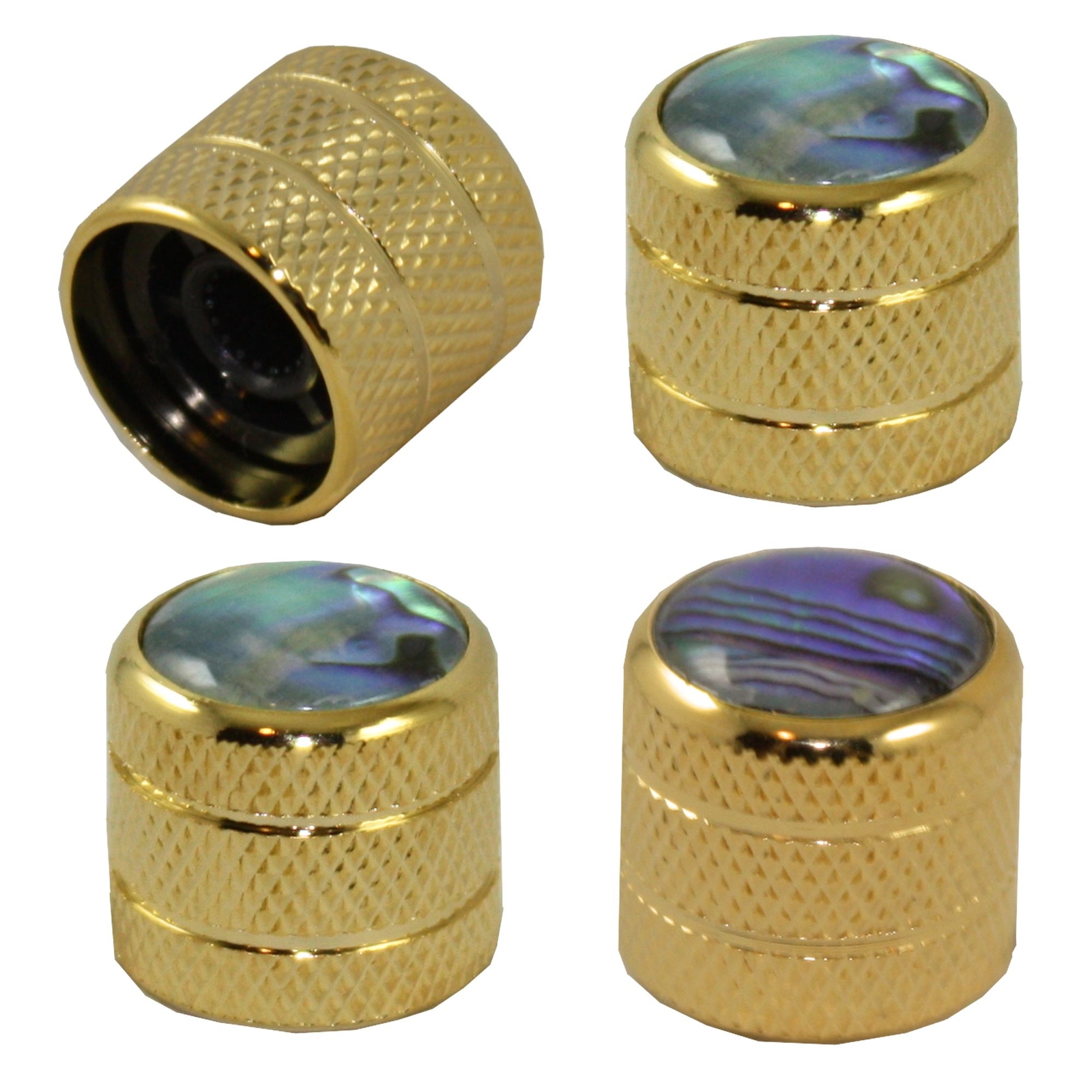 Knob Push on 6mm Gold w Abalone 4 pack 0811270GDAB-4P