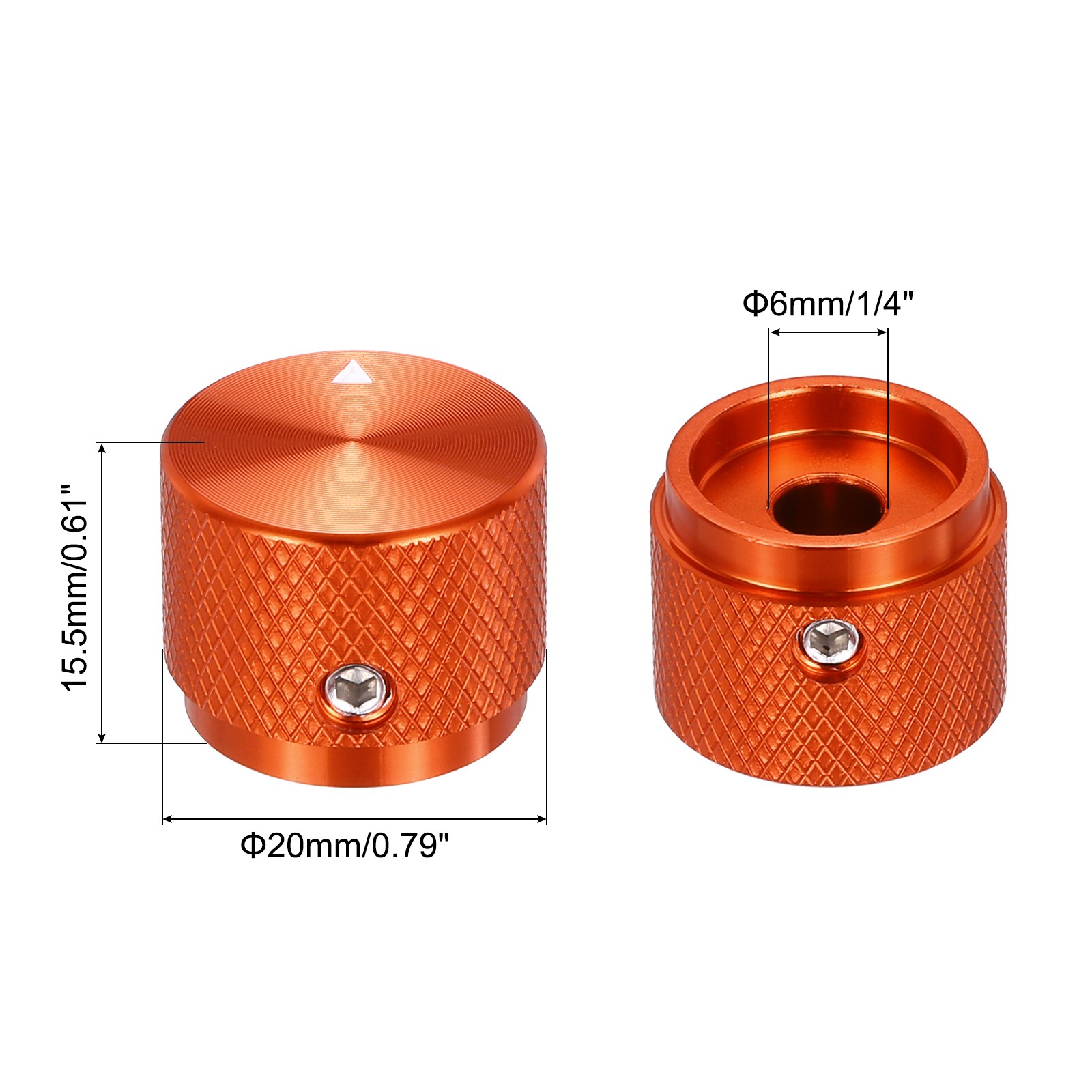 4Pcs Aluminium Potentiometer Knob Arrow Indicator 3/5″ Red (20×15.5mm)