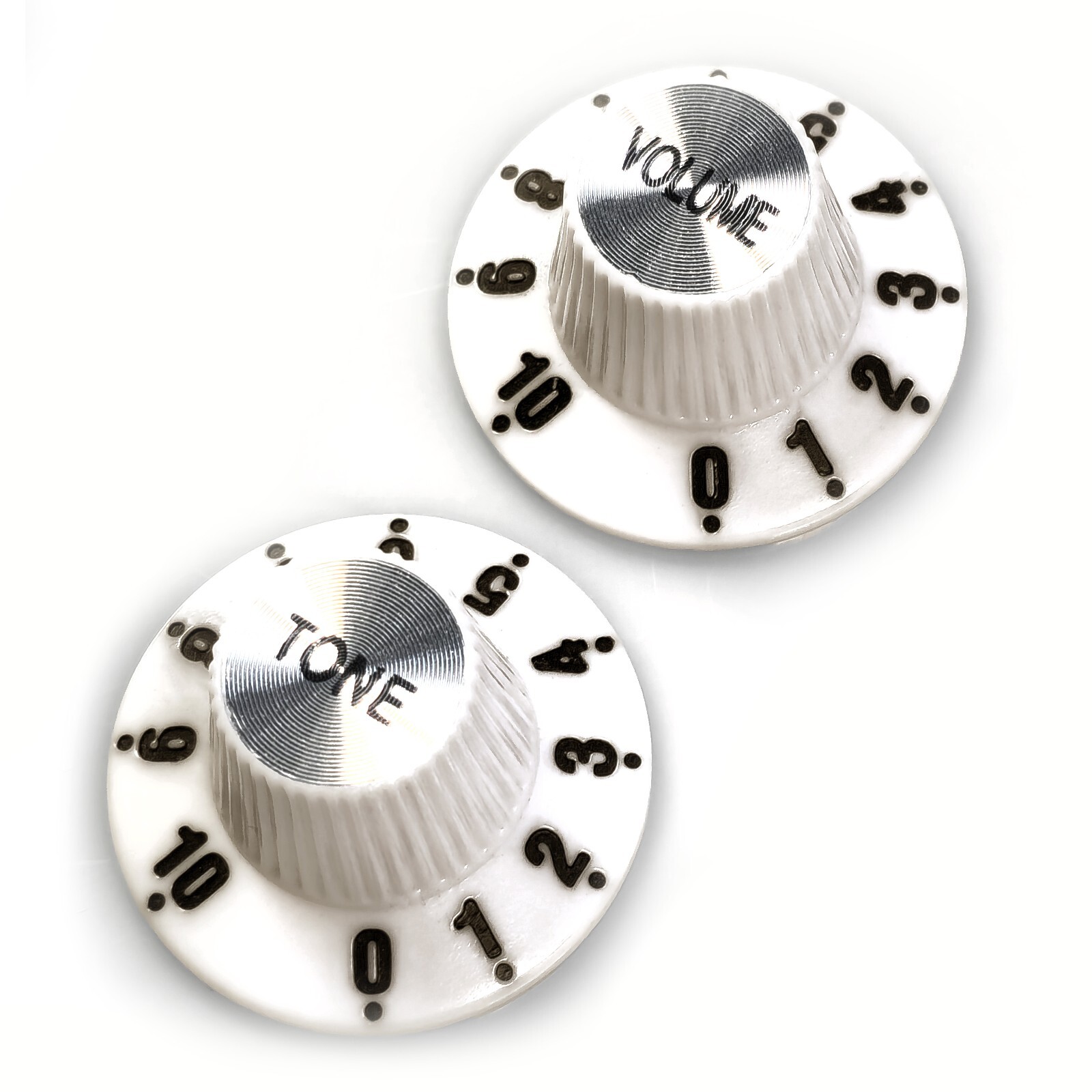 Witch Hat Knobs – Vintage Volume Tone for Jazzmaster & Epiphone – White Silver
