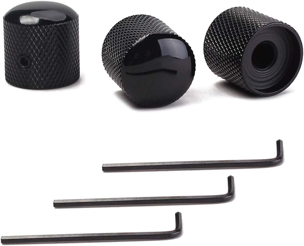 Black Metal Guitar Control Knobs – Volume/Tone Dome Knobs (Set of 3)