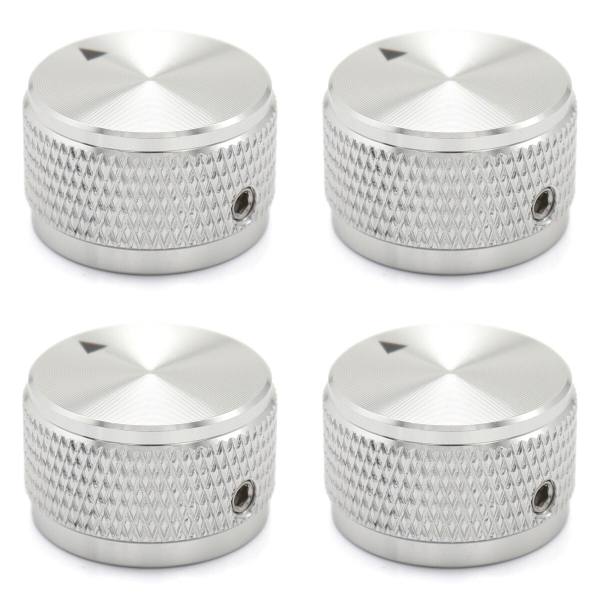 4Pcs Aluminium Alloy Electric Bass Guitar Knobs Volume Tone Control Knobs Silver
