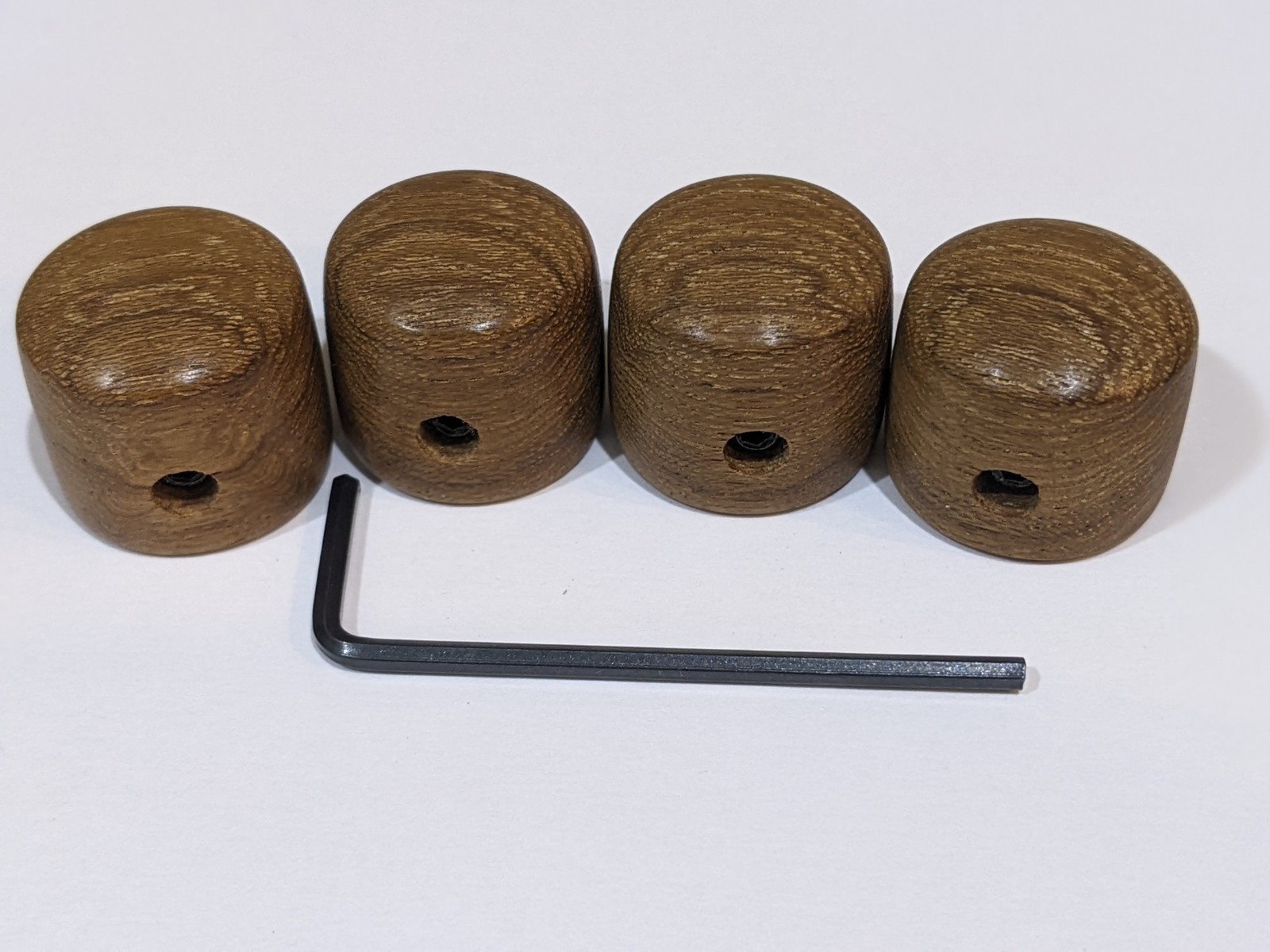 4 GUITAR KNOBS,SELECTED BURMESE Teak in Oil,FIT 1/4″ shaft,set screw, hex key