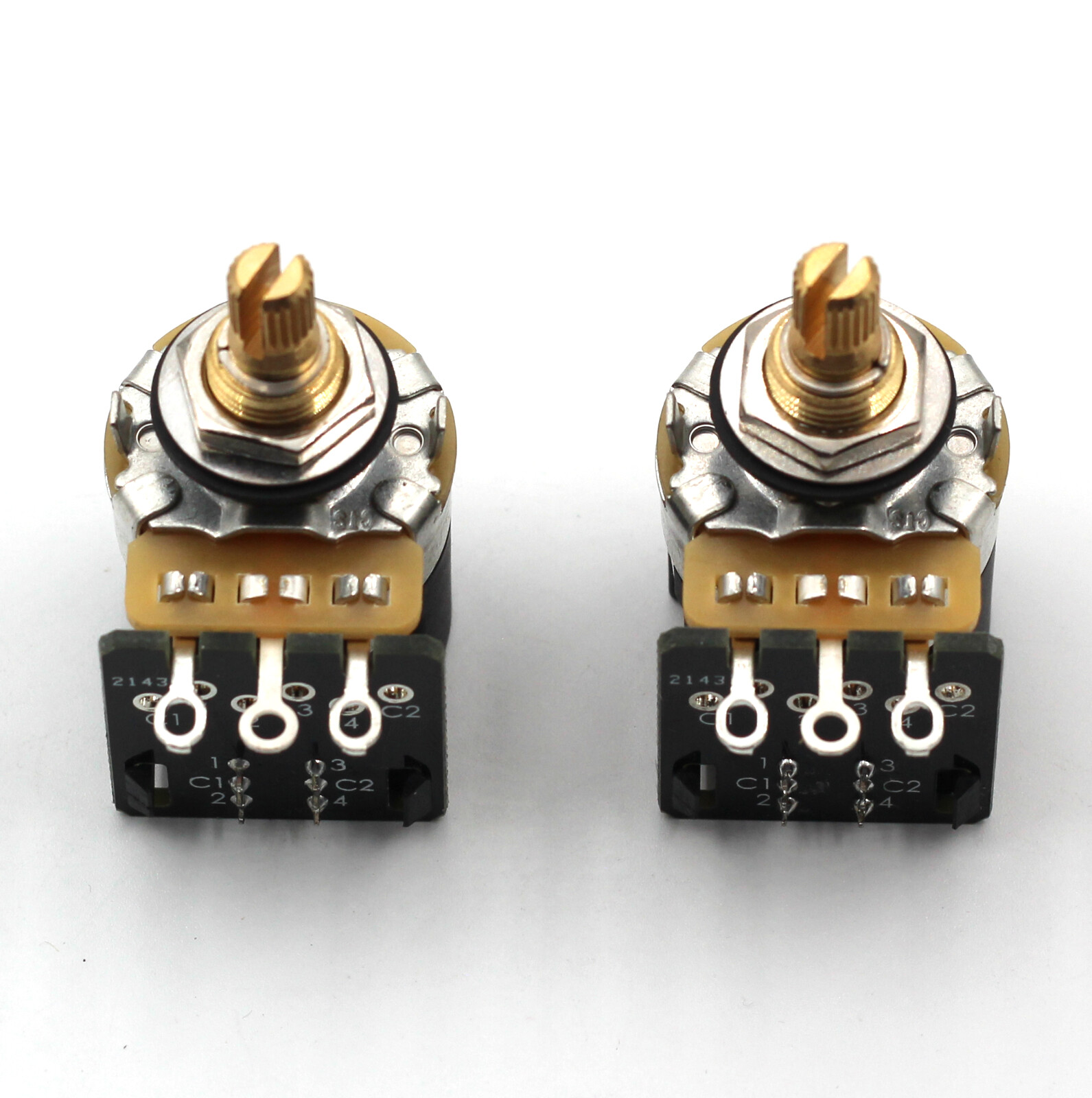 2X – CTS 500K Push/Pull (DPDT) Short Split Audio Taper Pots – 10% Tolerance