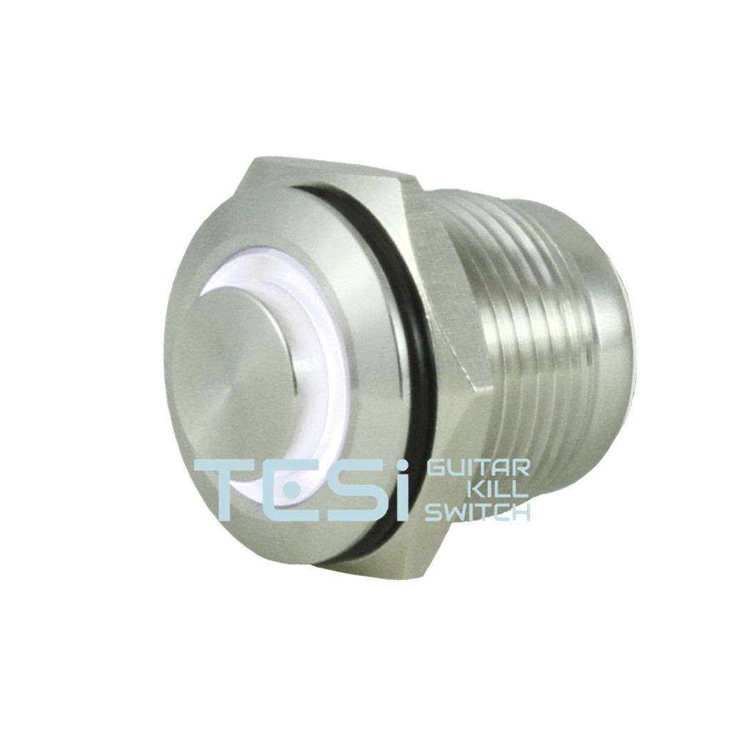 Tesi FILO 16MM LED Momentary Push Button Guitar Kill Switch Stnls Steel/White