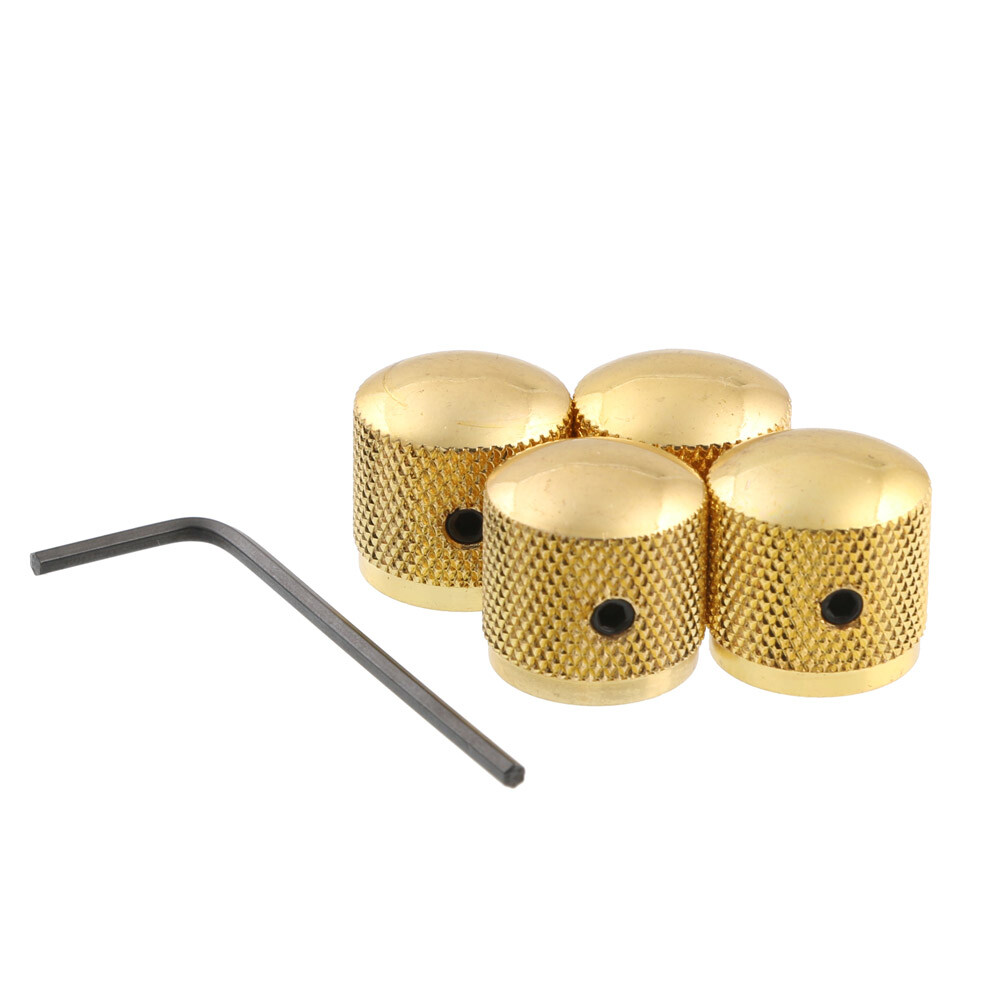 4pcs Metal Dome Knob Volume Tone Screw Type Electric Guitar Gold