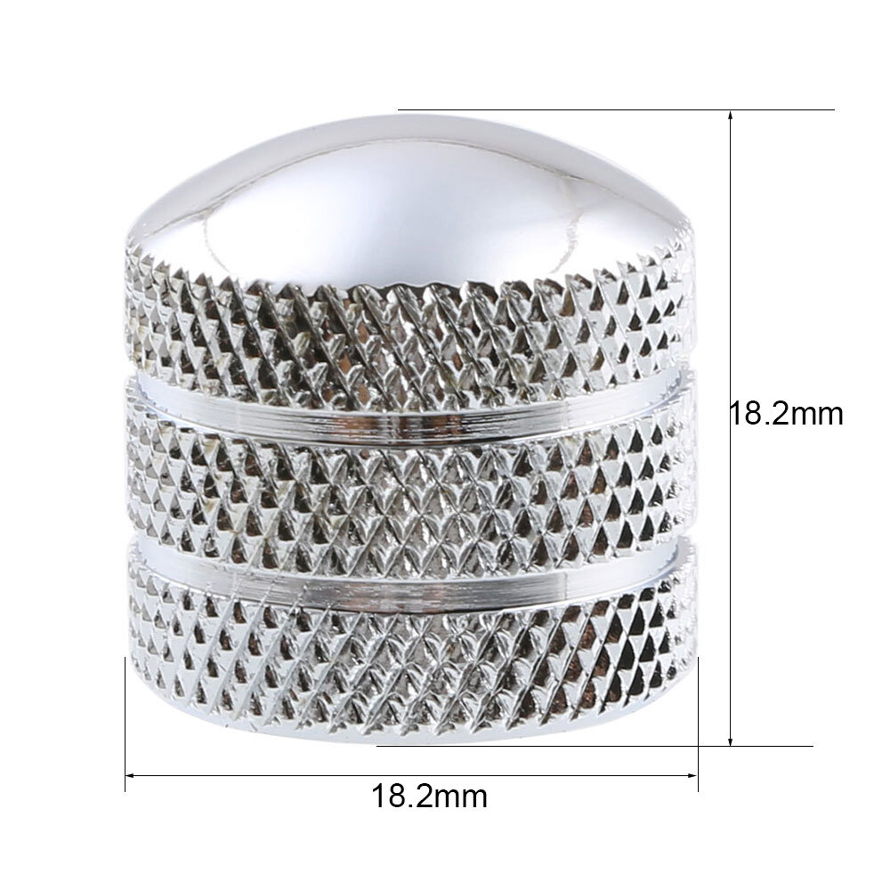 10pcs Metal Guitar Bass Volume Tone Control Knob Double Groove Dome 6mm Chrome