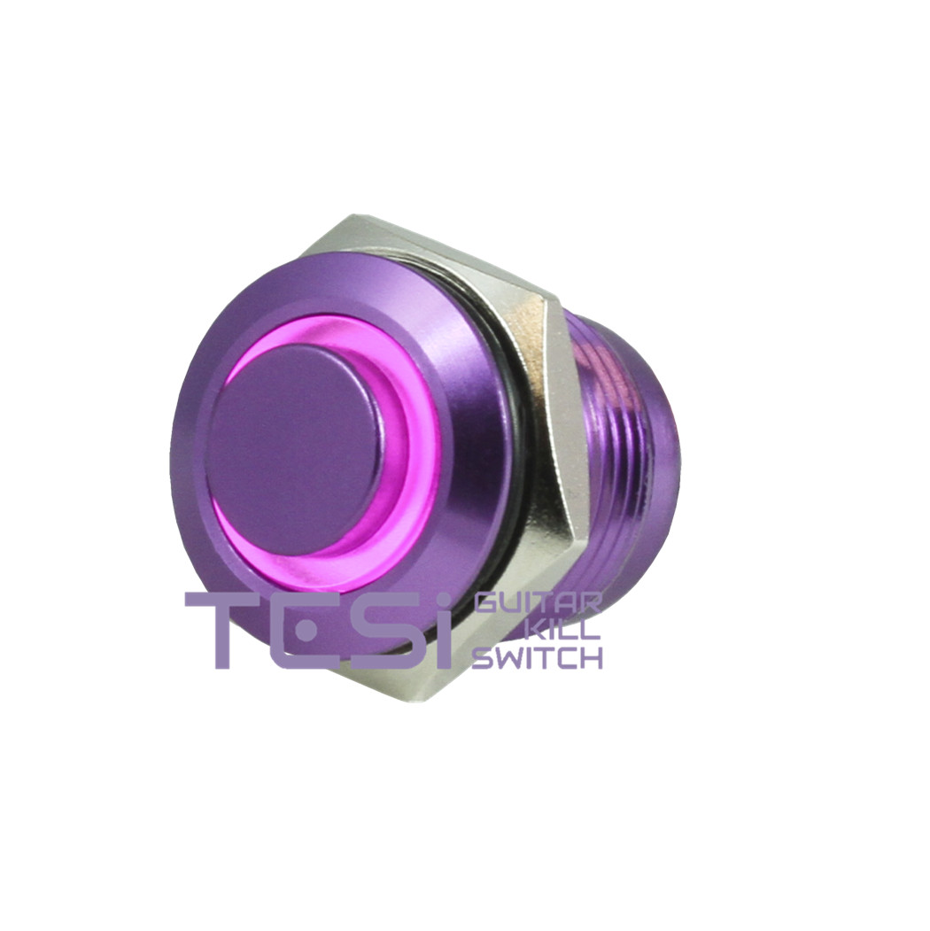 Tesi FILO 16MM LED Momentary Push Button Guitar Kill Switch Purple w/Purple LED