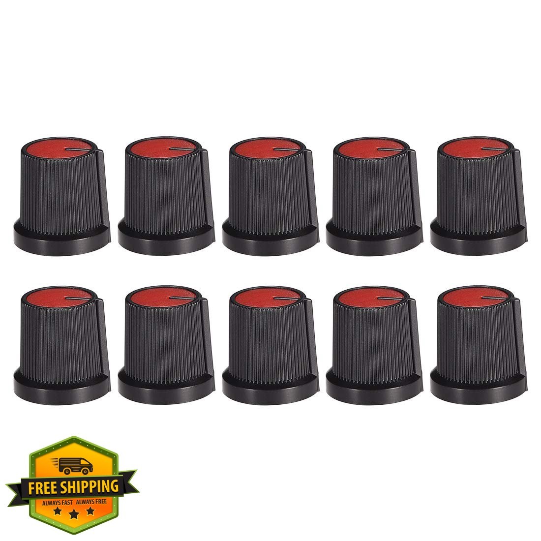 uxcell Speaker Knob 10Pcs 6mm Shaft Hole for Pedal Amplifier Potentiometer Black