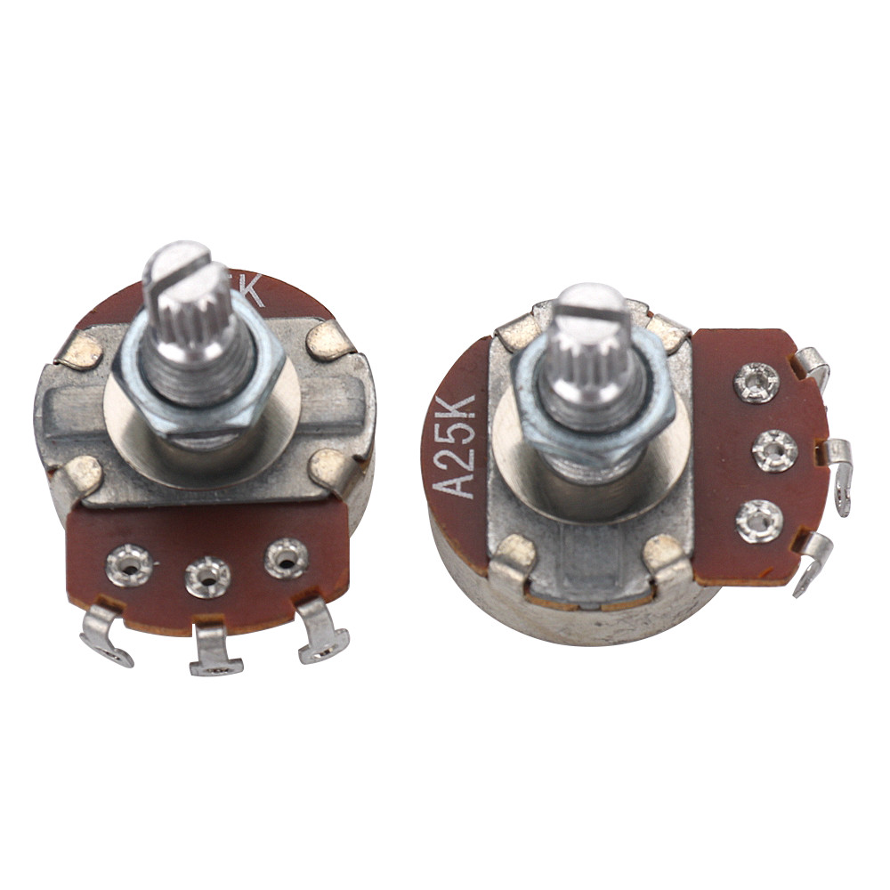 5x A25K Full Size Metric Guitar Bass Pots 18mm Shaft Audio Taper Potentiometer